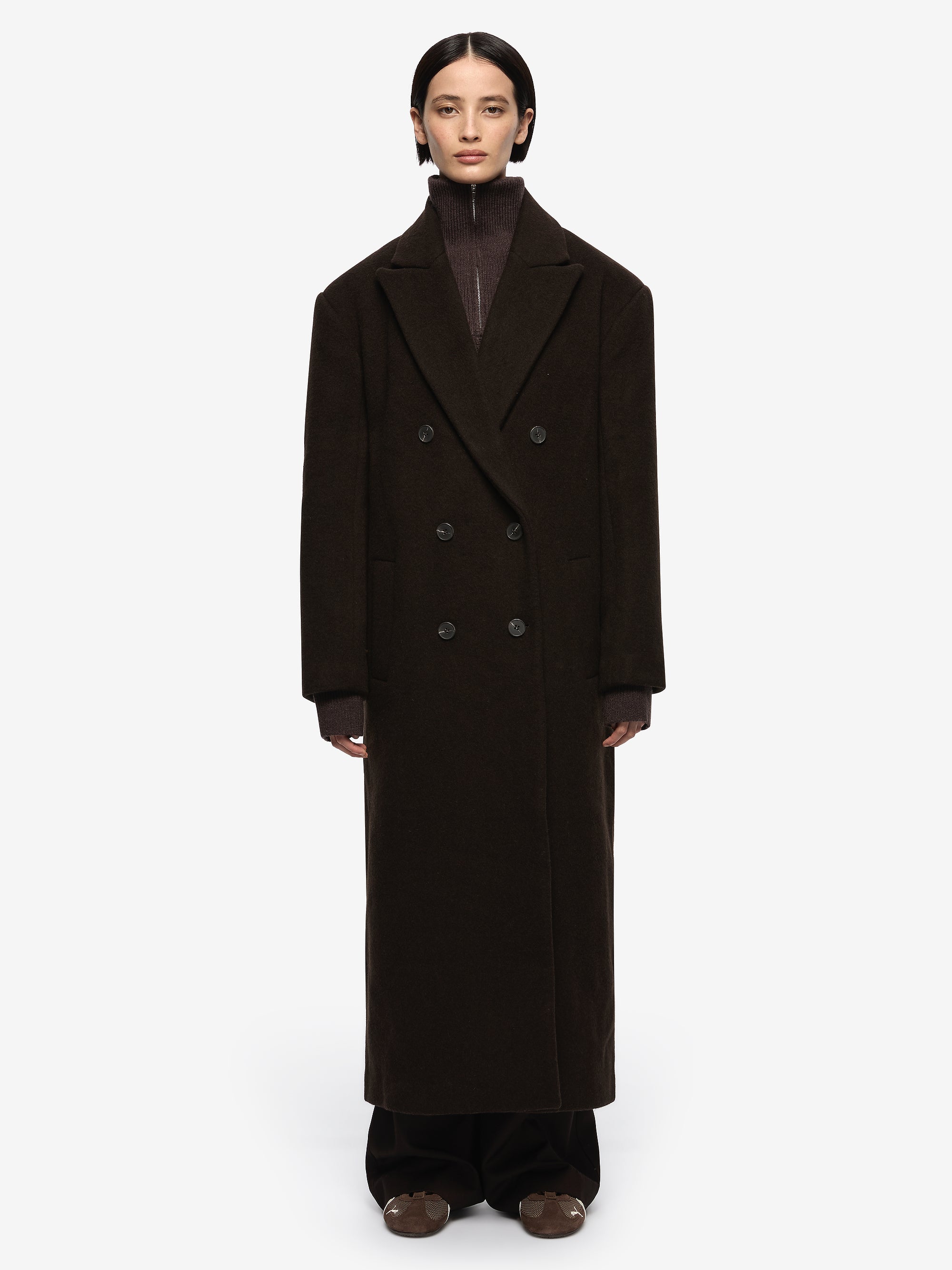 RUTHE WOOL COAT - DARK CHOCOLATE