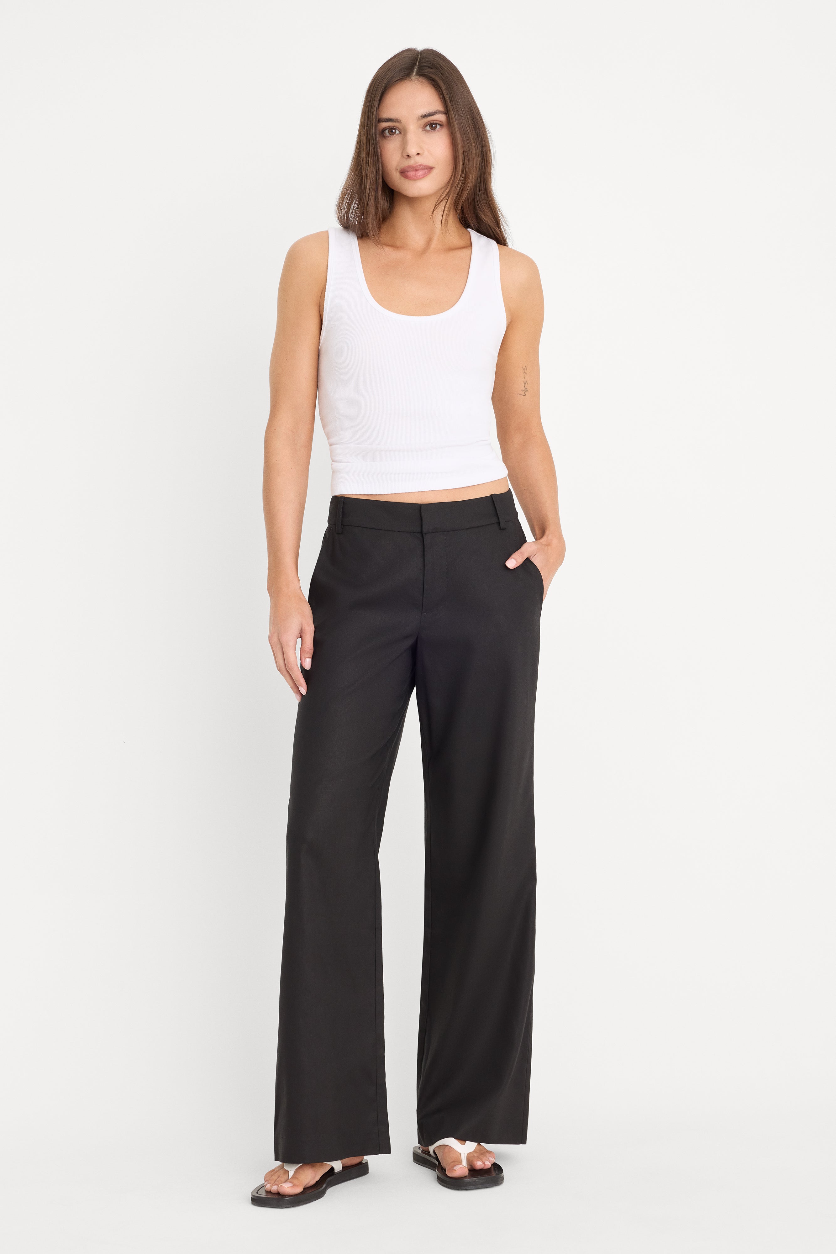 THE WIDE LEG LINEN TROUSER | BLACK