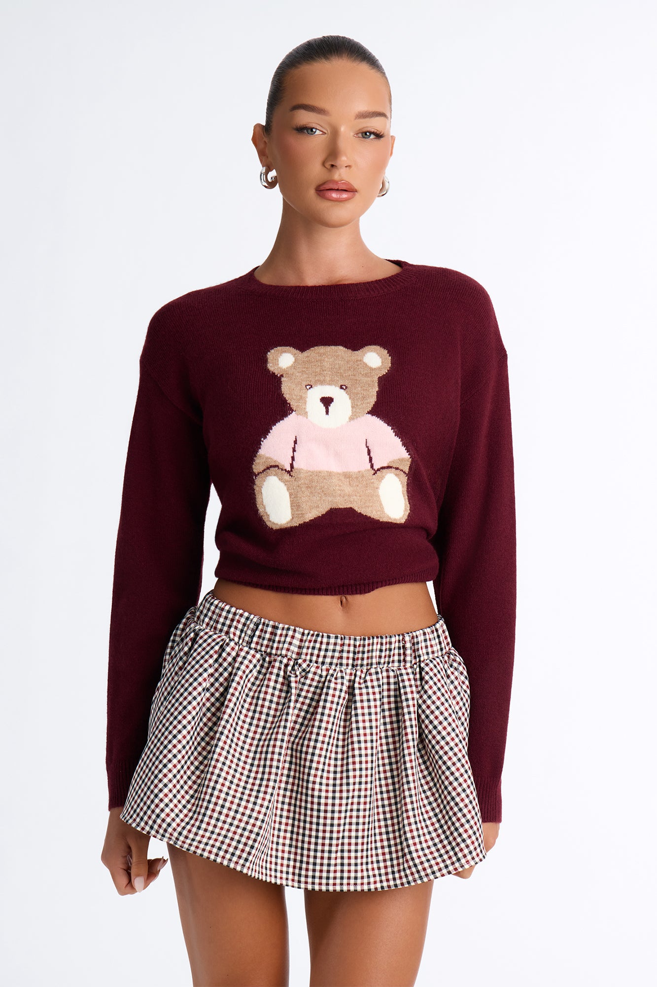 Bearly Yours Teddy Bear Pullover Sweater - Plum