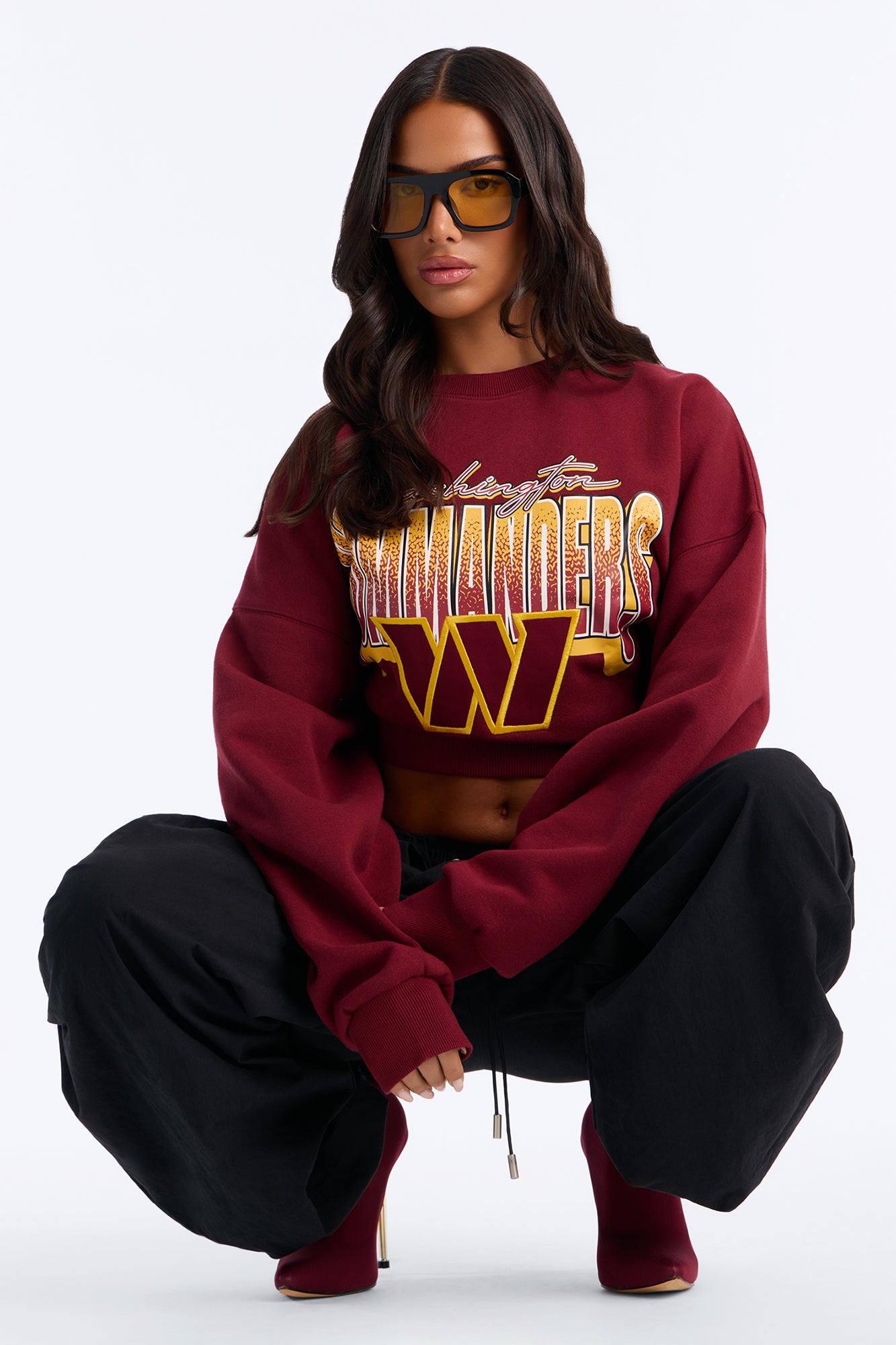 NFL Washington Commanders Curved Hem Sweatshirt - Burgundy
