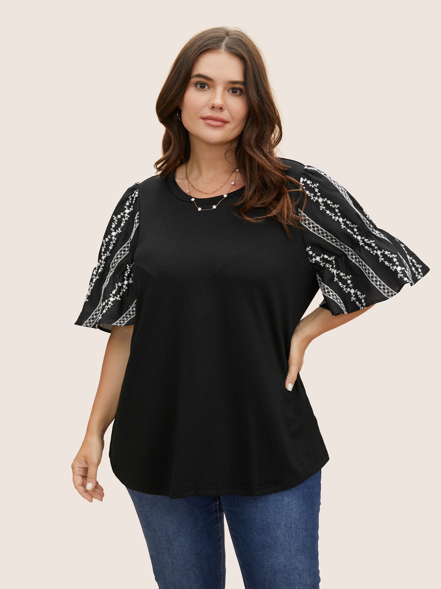Ditsy Floral Patchwork Broderie Anglaise T-shirt