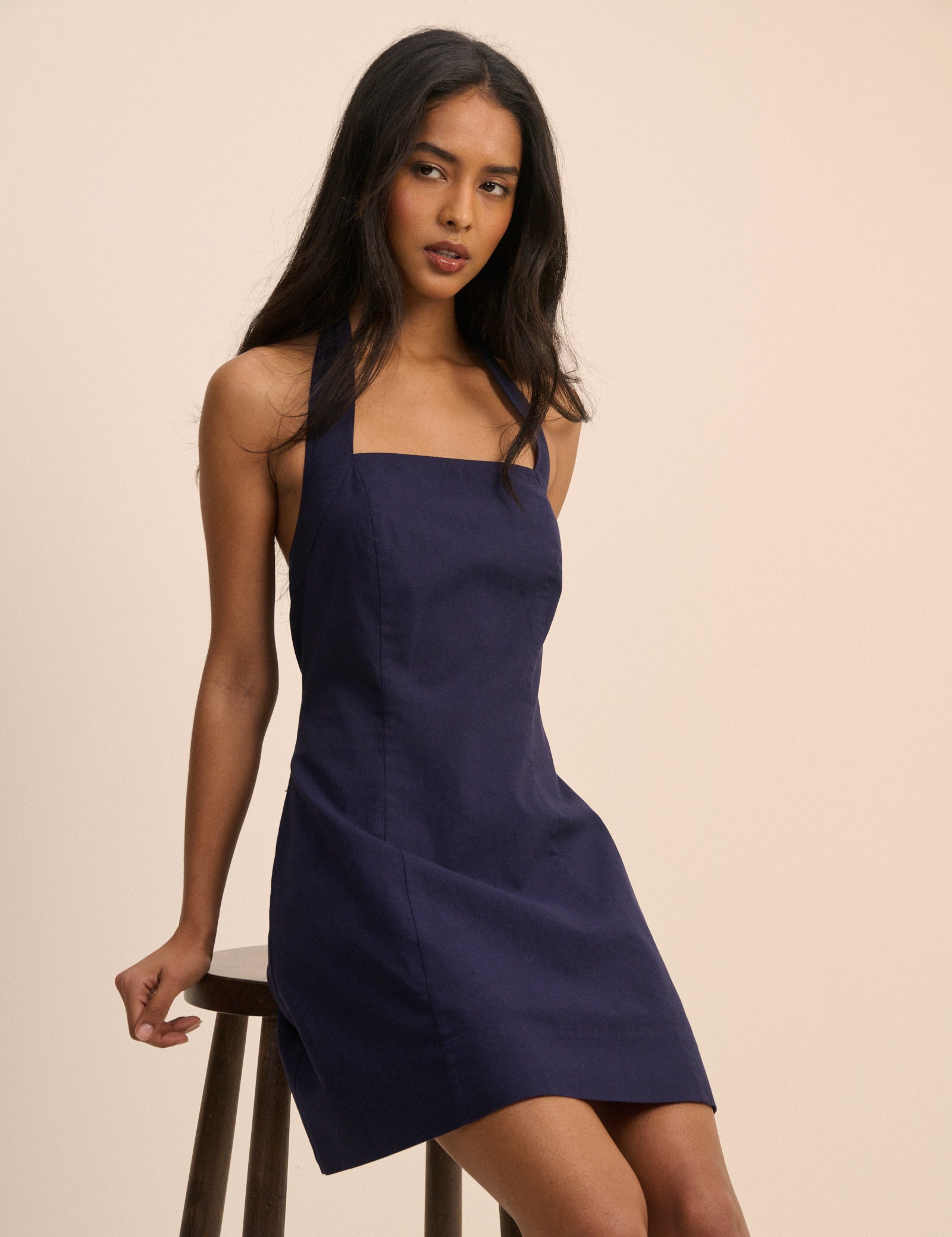 Navy Halterneck Emily Mini Dress
