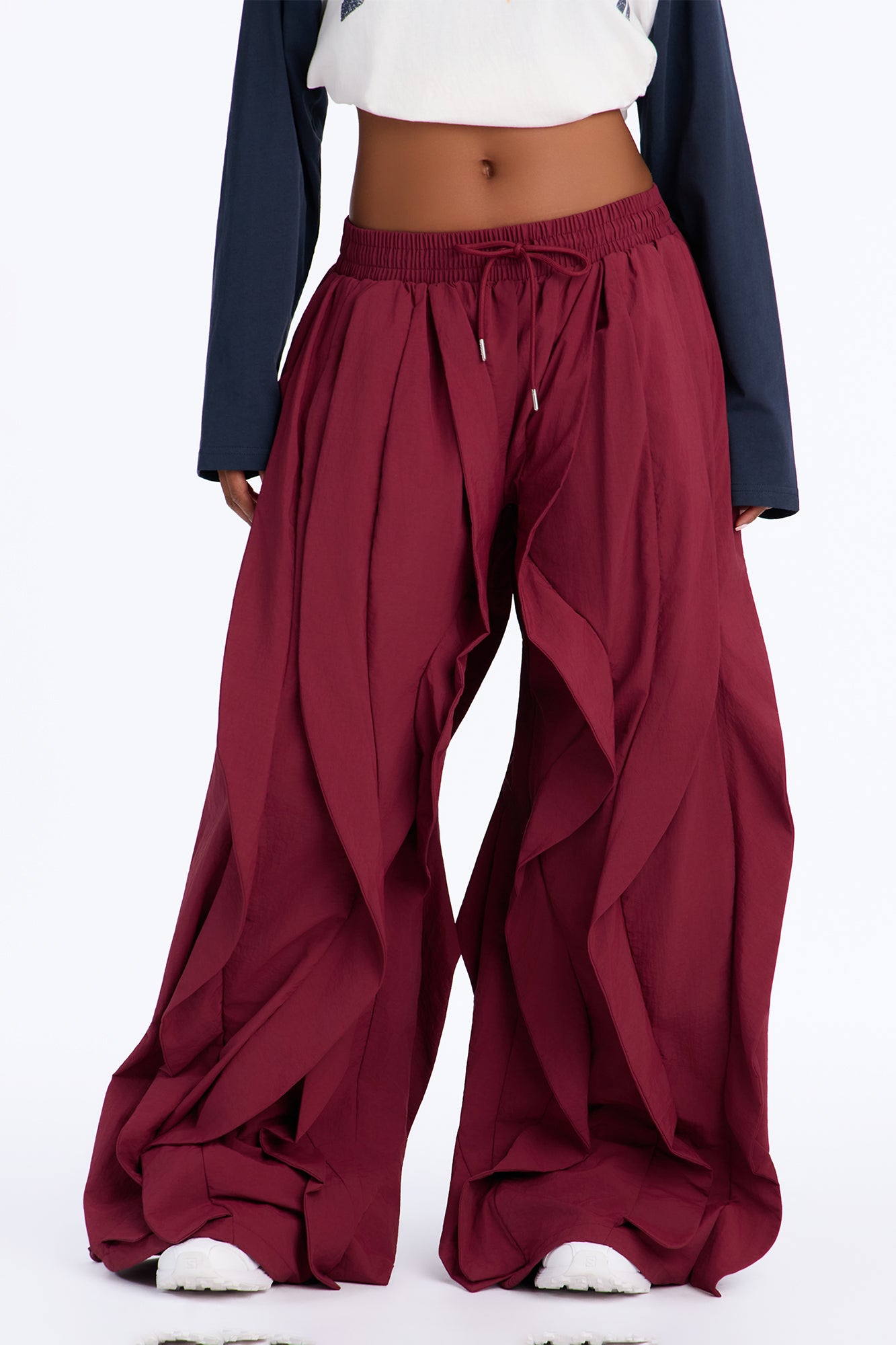 Jade Ruffled Jogger Pant - Burgundy