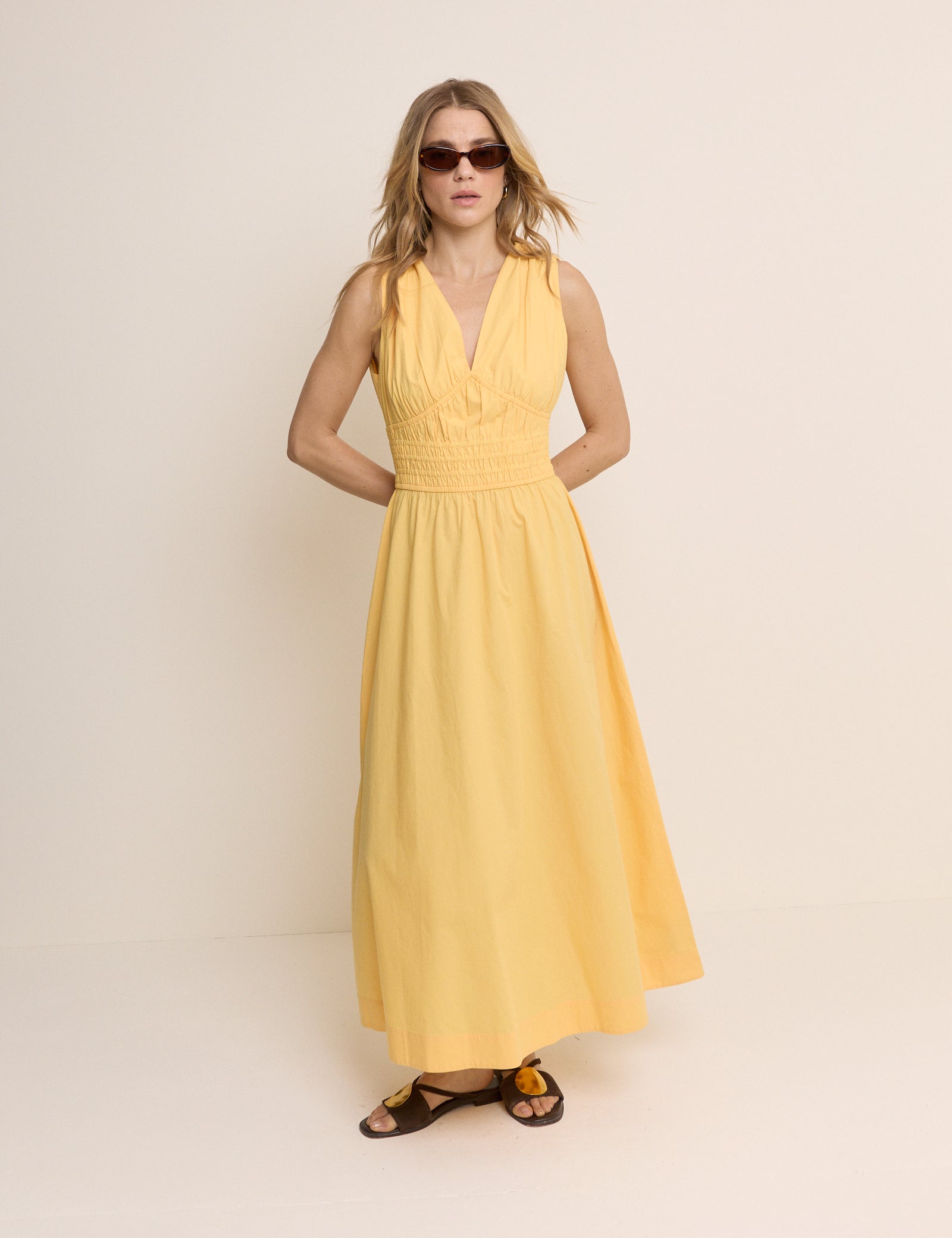 Yellow Sleeveless Angelica Midi Dress