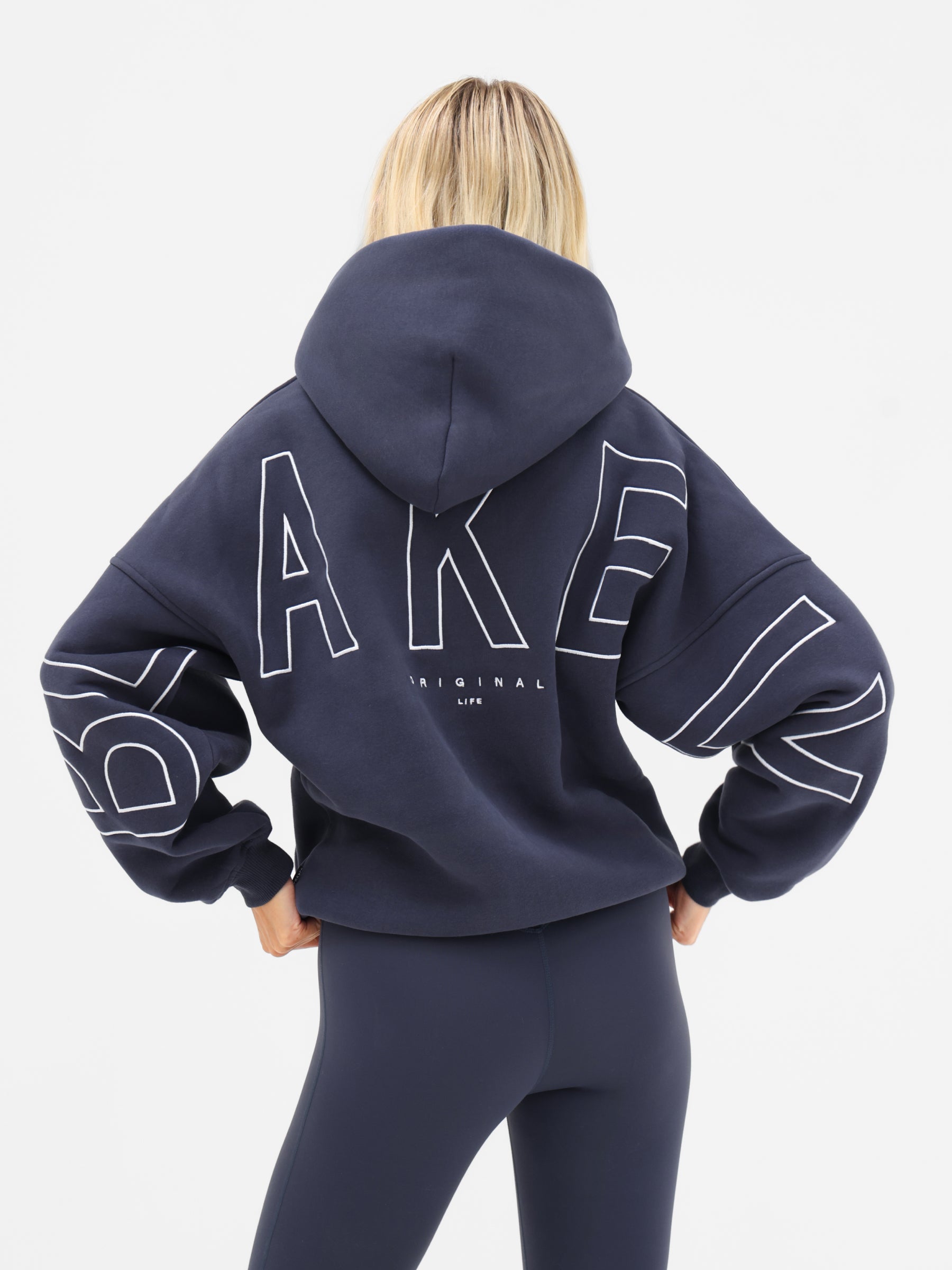 Embroidered Isabel Oversized Hoodie - True Navy