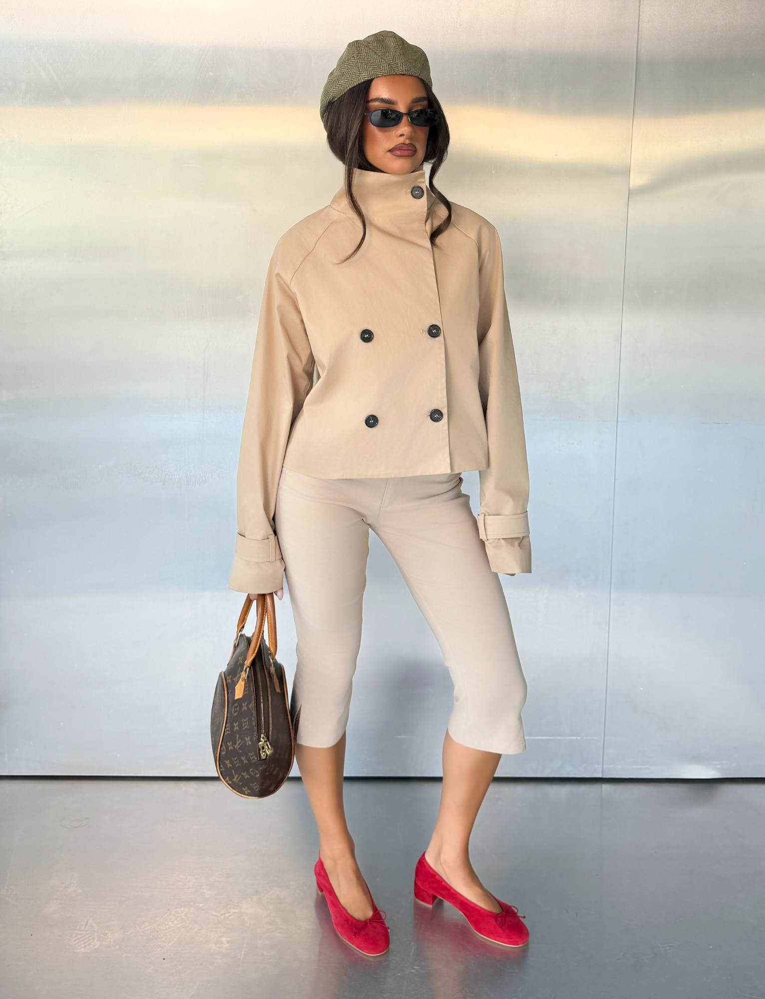 HAYLEY CROPPED TRENCH JACKET - KHAKI