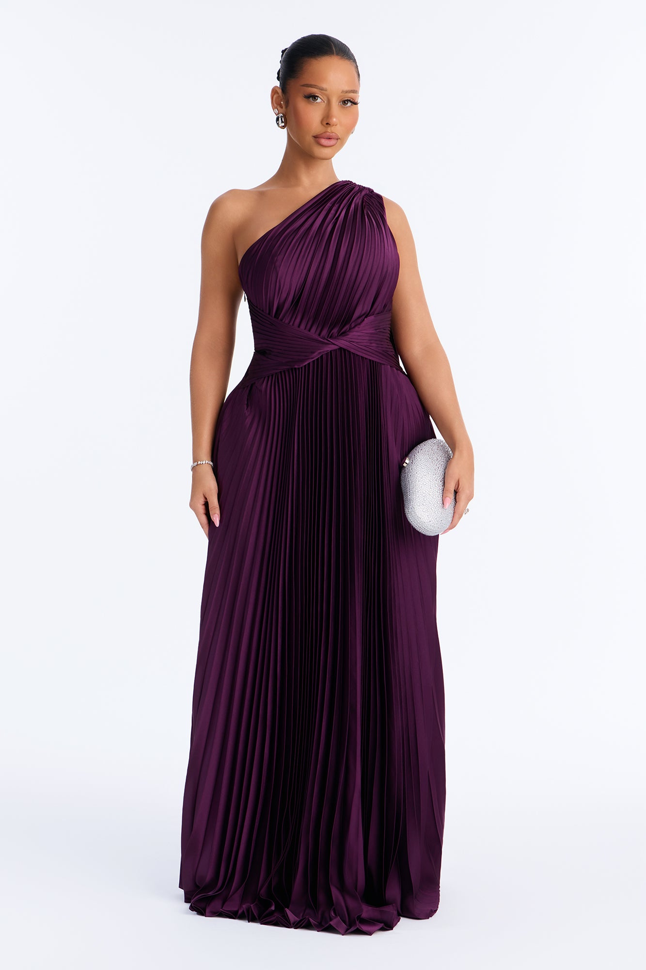 Athena Pleated Maxi Dress - Plum