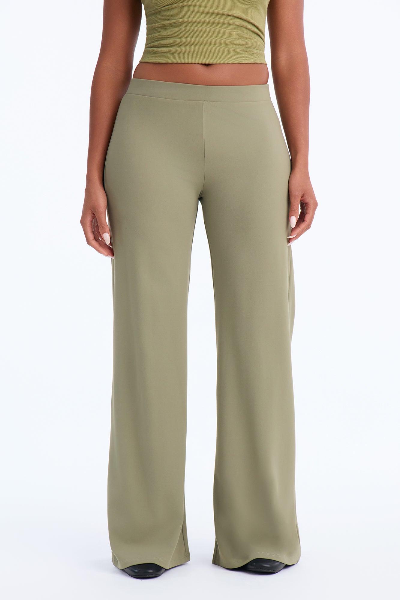Casual Vibe High Rise Wide Leg Pant - Military Green