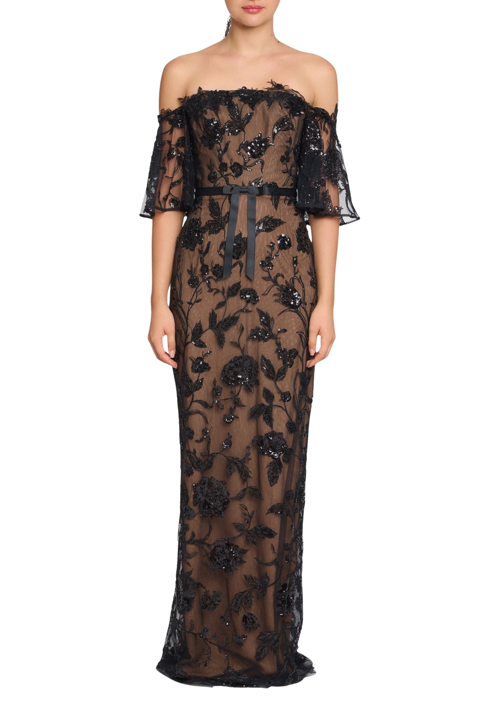 Illusion Murals Off The Shoulder Beaded Illusion