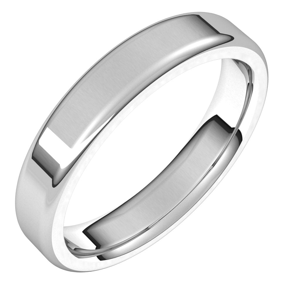 4mm 14K White Gold Polished Round Edge Comfort Fit Flat Band