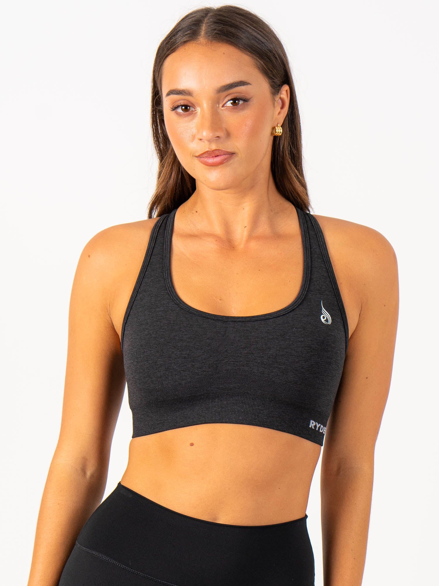 Staples Seamless Racer Back Sports Bra - Black Marl