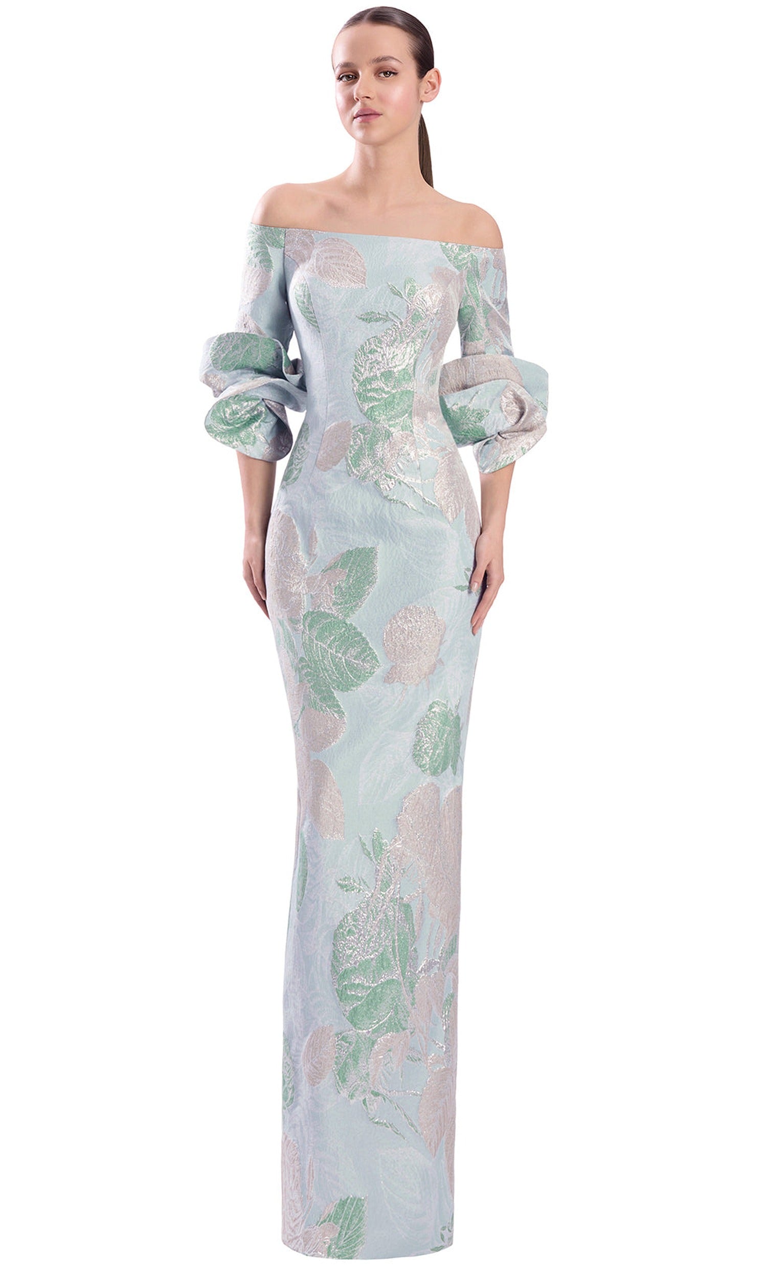 Alexander by Daymor 3323F26 - Puff Three-Quarter Sleeve Evening Gown