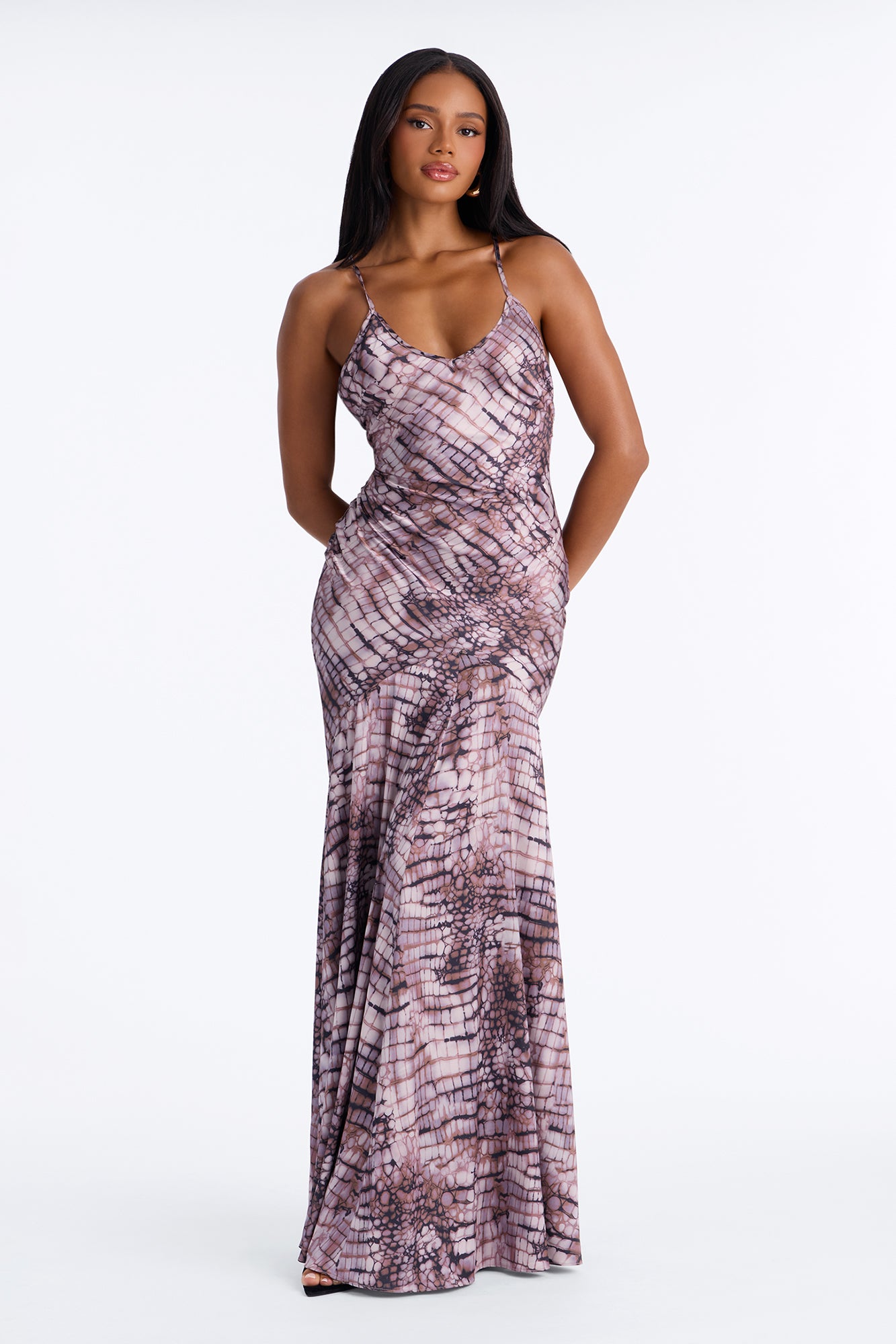 Lasting Impression Satin Maxi Dress - Purple/combo