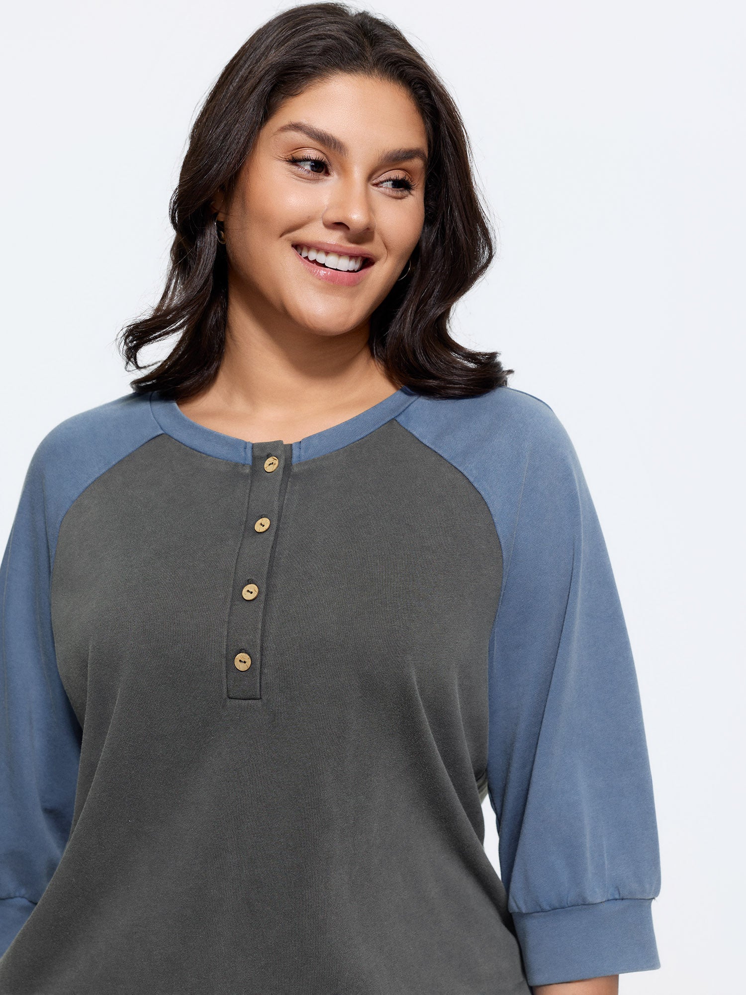 Stretchy Color Contrast Crew Neck Sweatshirt
