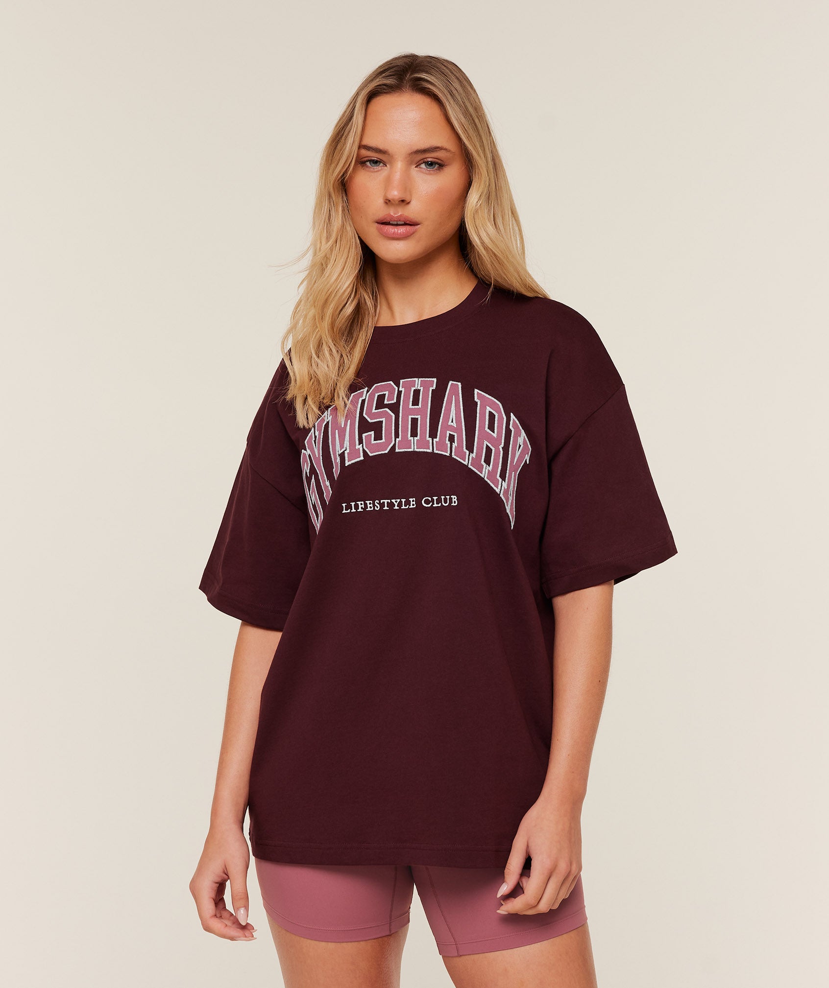 Gymshark Collegiate Graphic T-Shirt - Rich Maroon