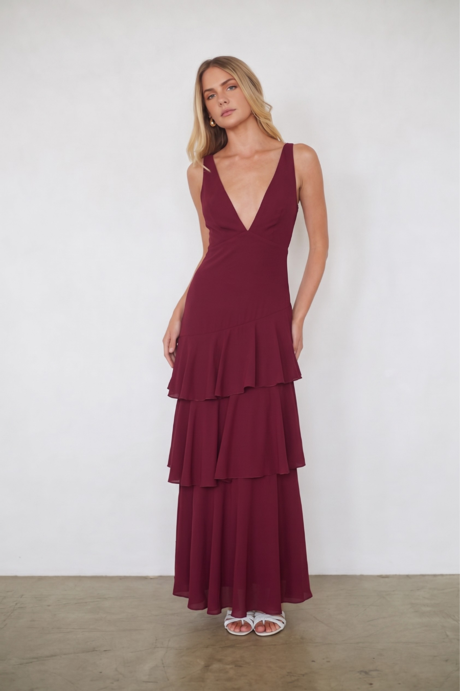 Cassidy Mesh Ruffle Maxi Dress