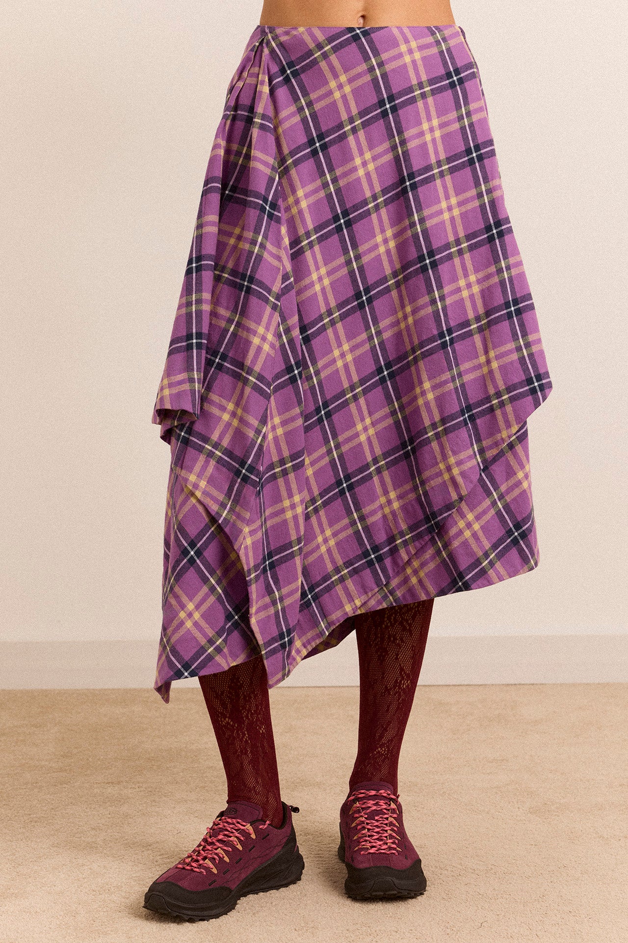 Katana Midi Skirt - Purple Check