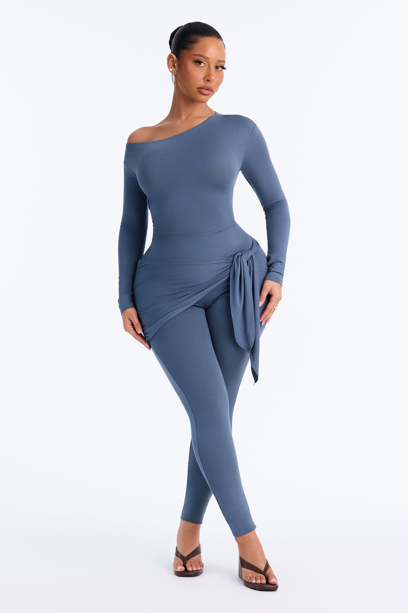 Like A Dream Tie Waist Jumpsuit - Slate Blue