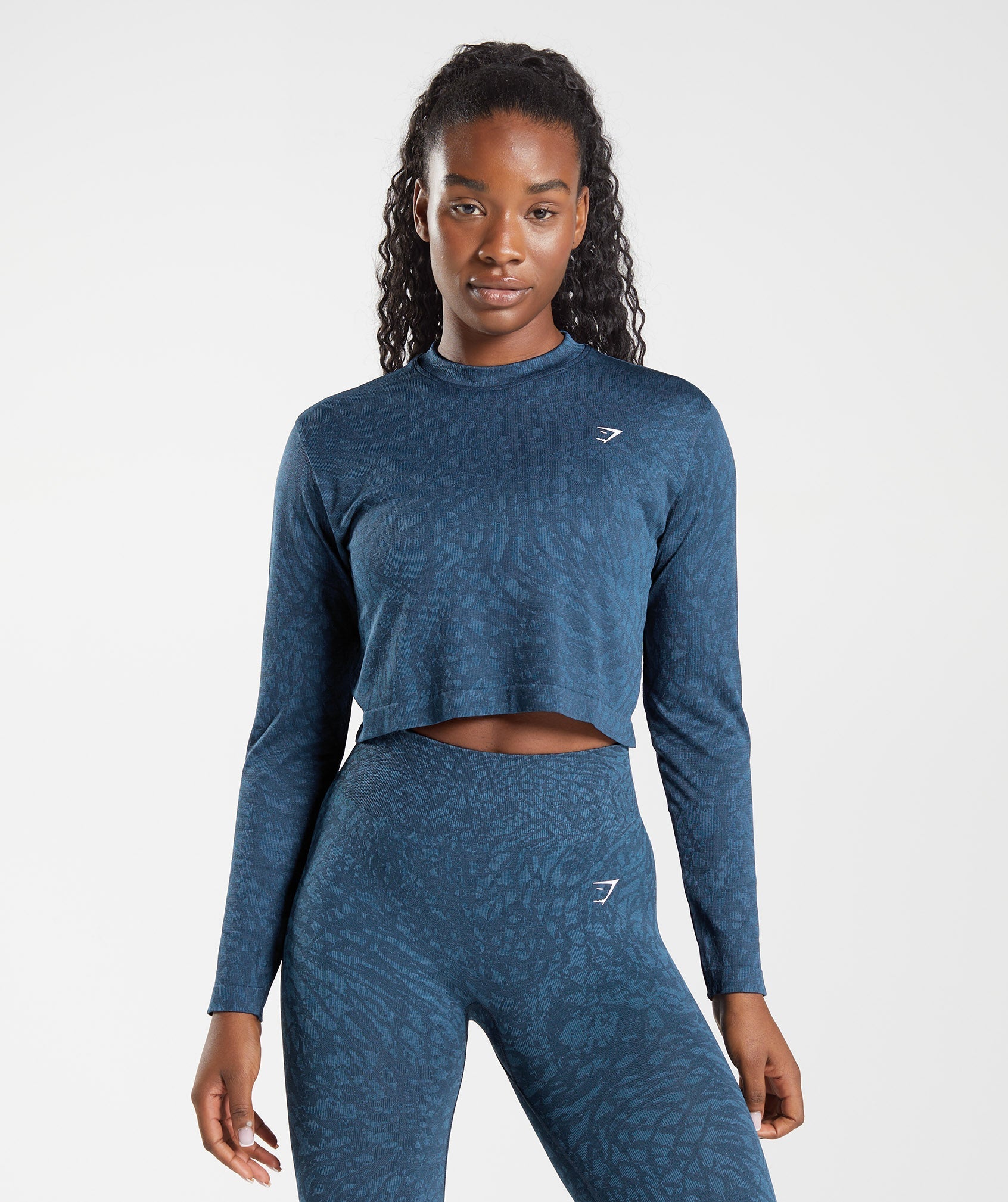 Gymshark Adapt Animal Seamless Long Sleeve Top - Blue