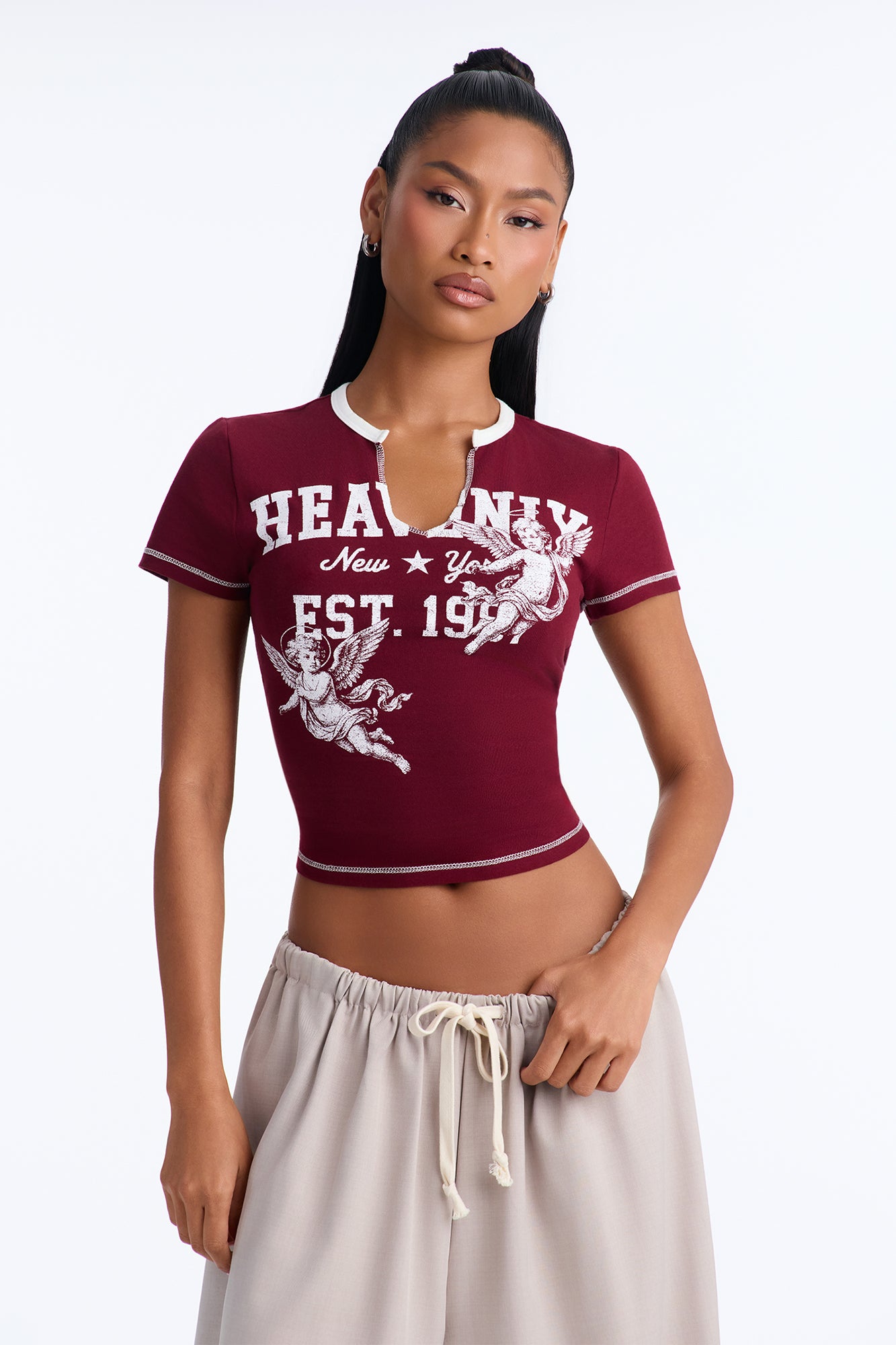 Heavenly Athletic Club Tee - Burgundy/combo