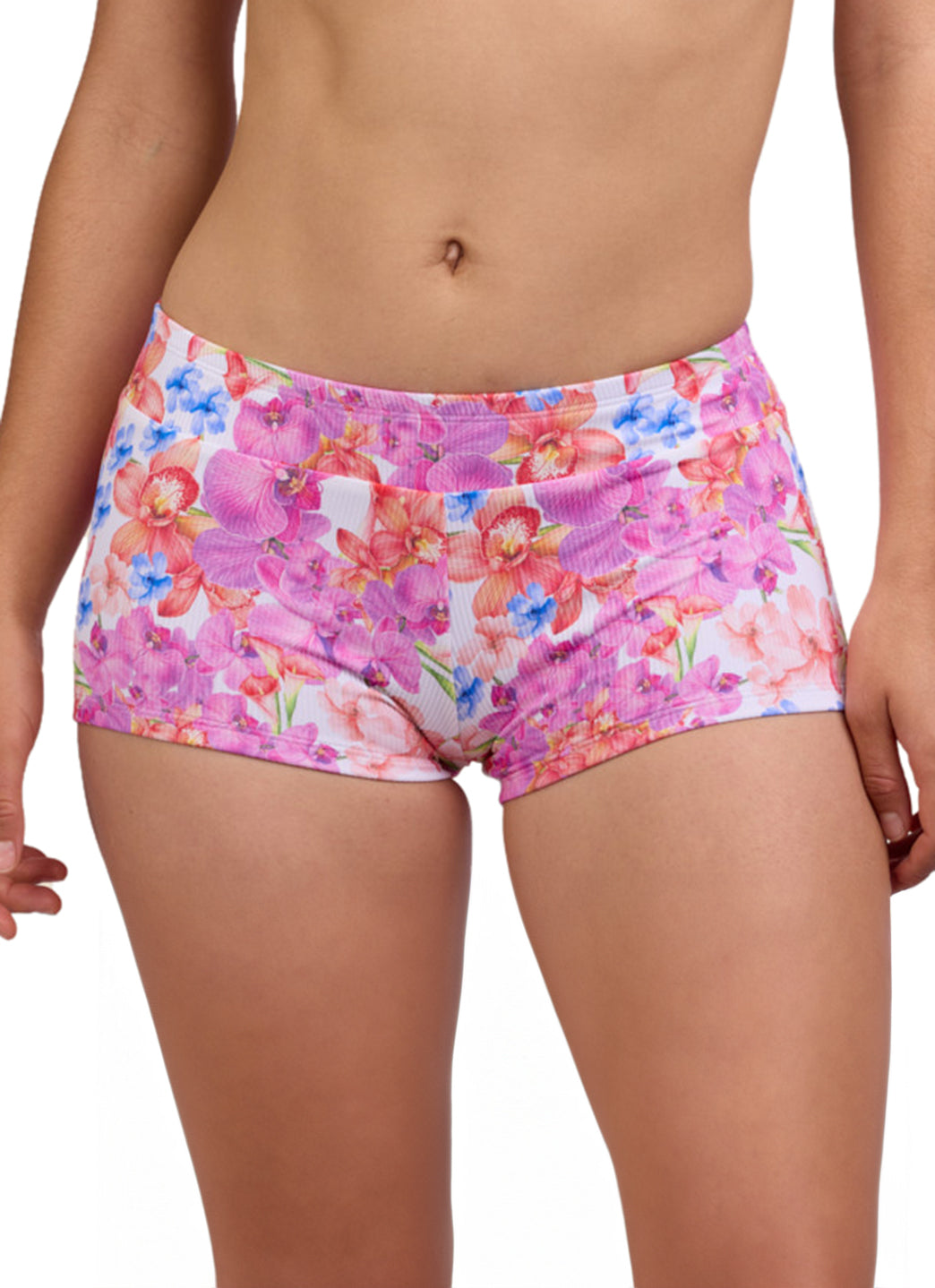 JOLYN Women's Piha Orchids Rib Boyshort Swim Short