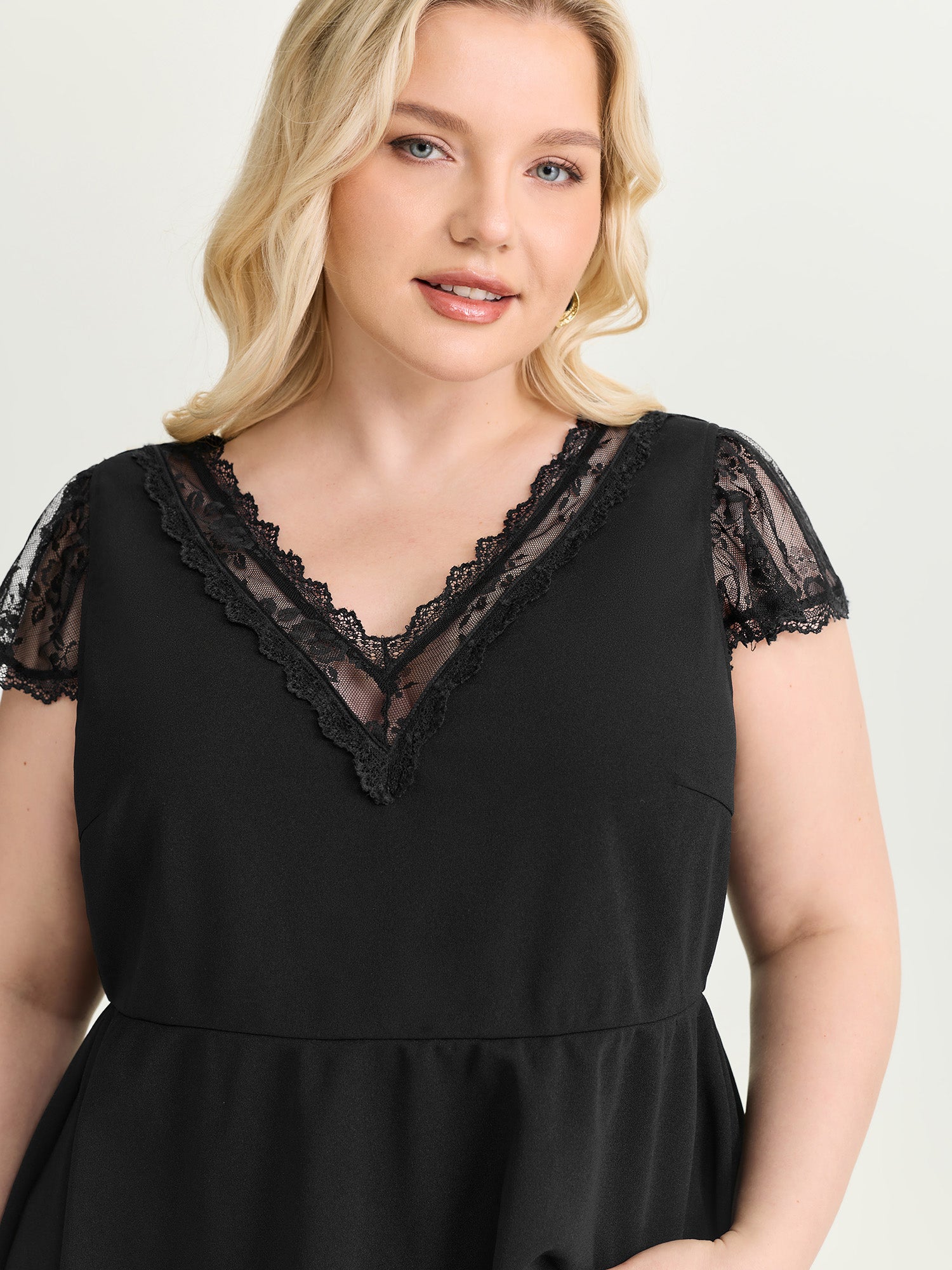 Sheer Lace Plain Knit Top