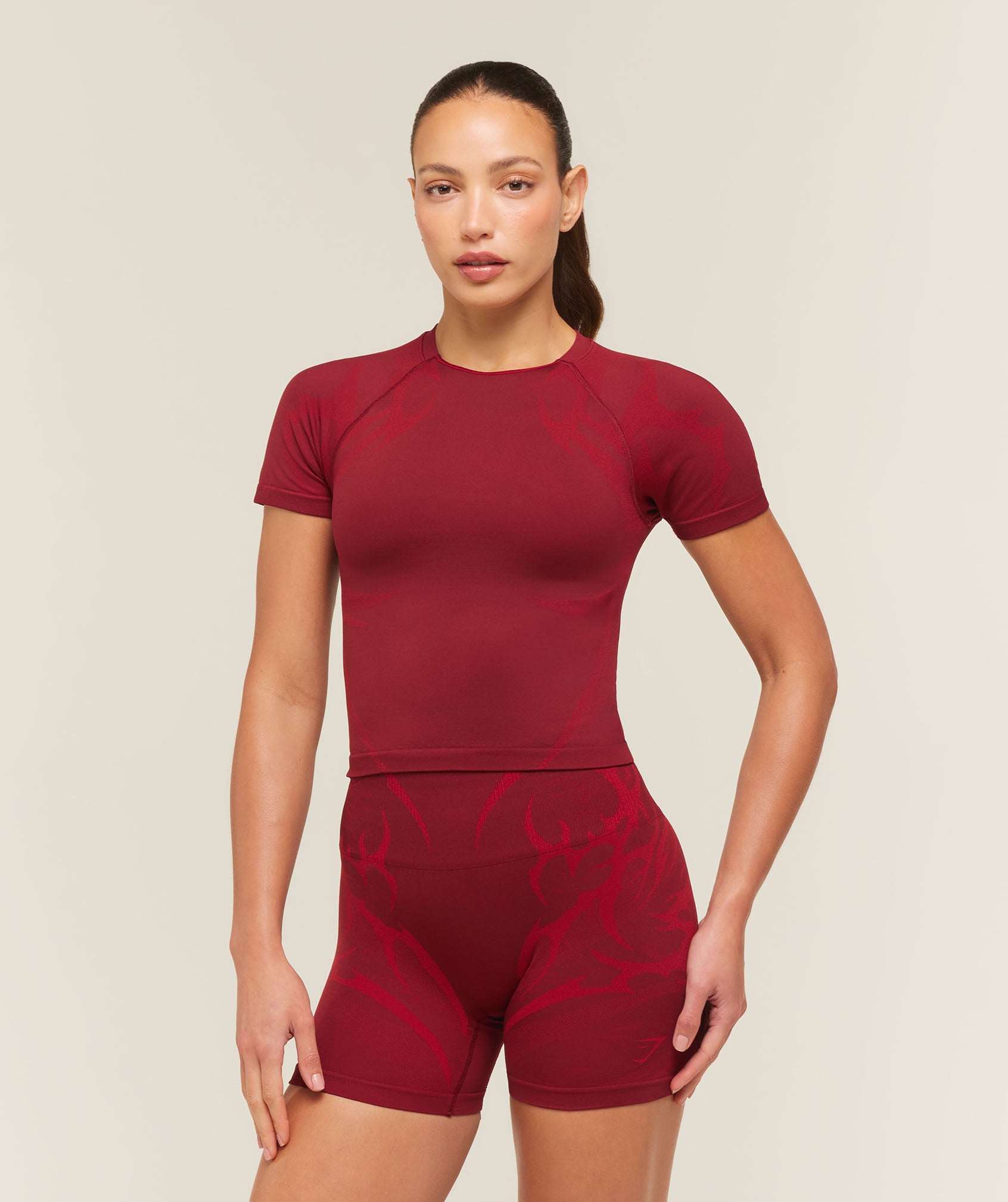 Gymshark Storm Seamless Short Sleeve Top - Sets Red/Carmine Red