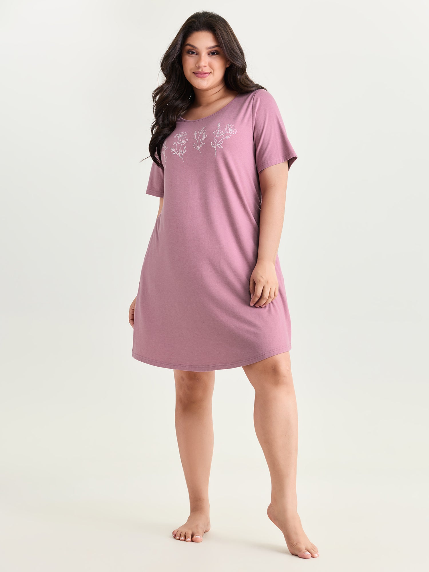 Supersoft Floral Feel T-Shirt Nightgown