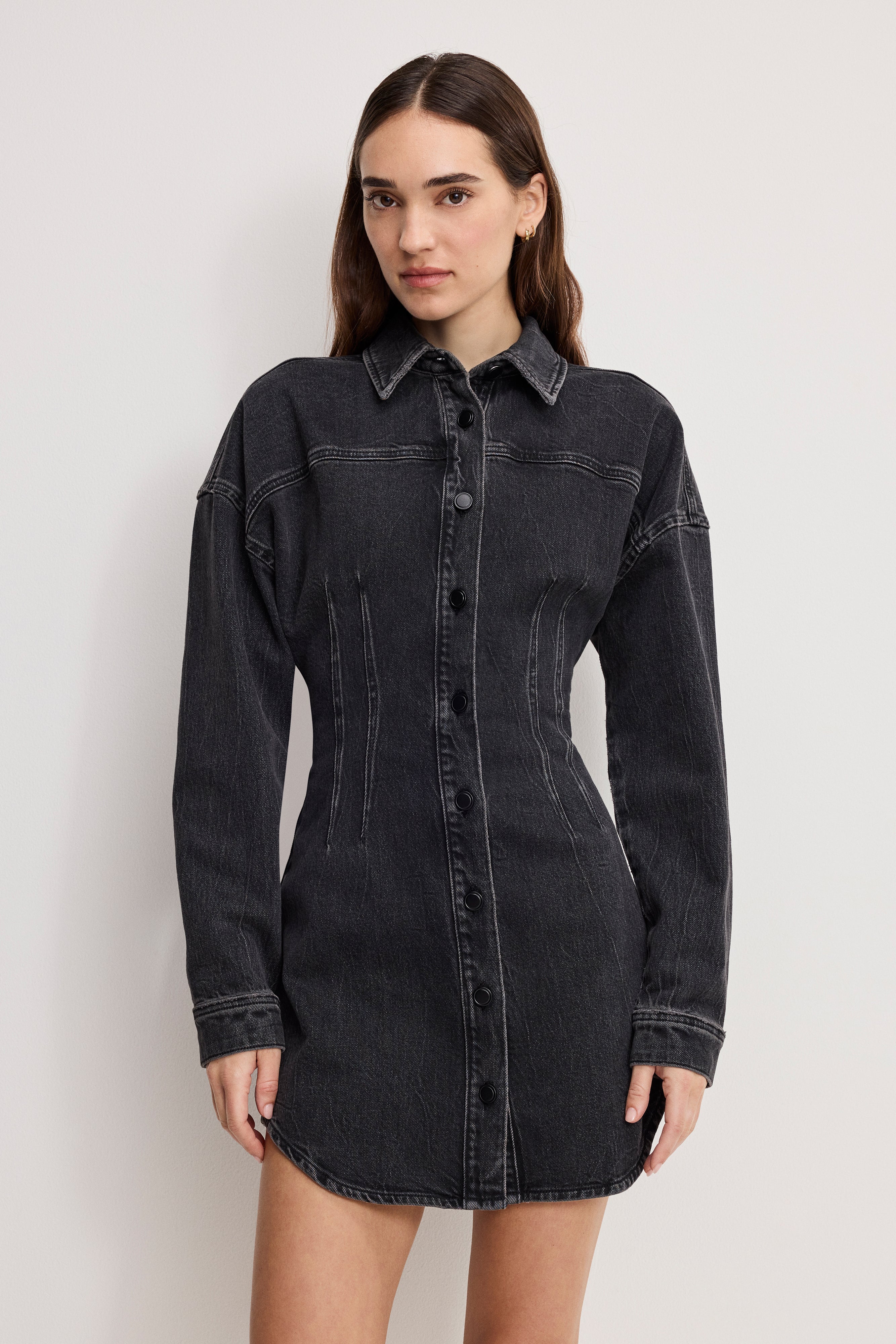 SHAPED DENIM DRESS | K418