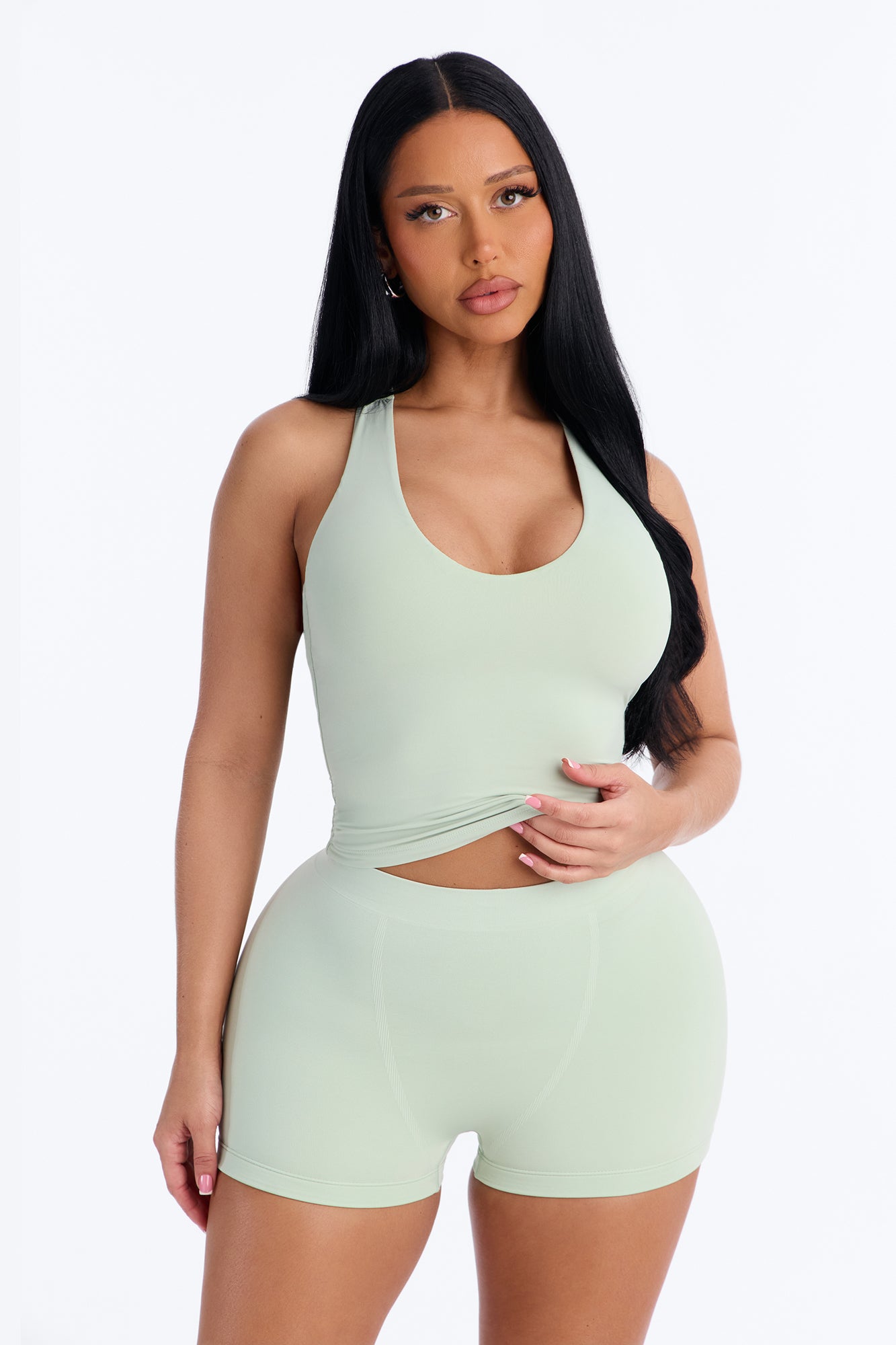 Second Skin Double Lined U Neck Racerback Top - Mint