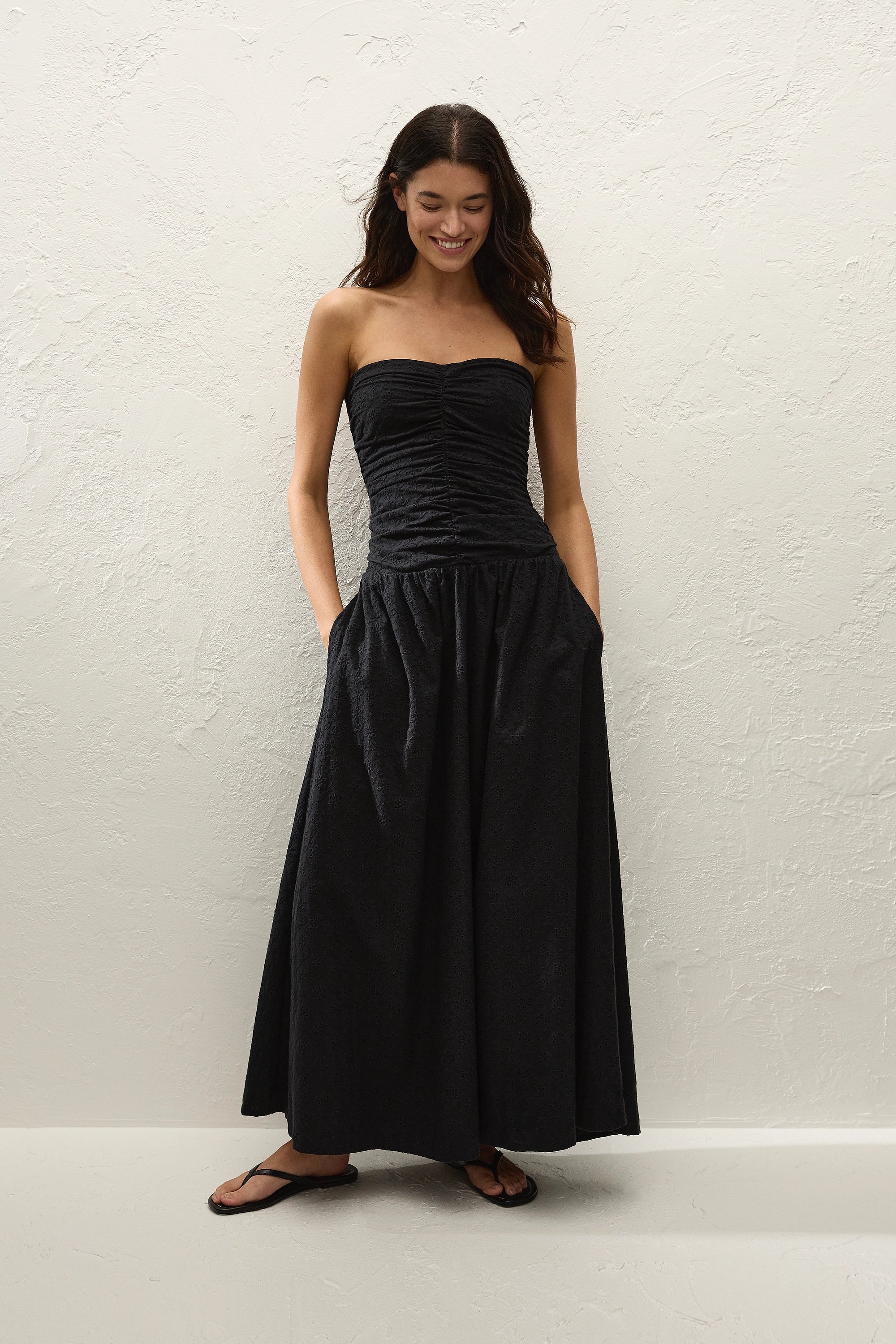 Lia Maxi Dress Valentina Broderie Black - Final Sale