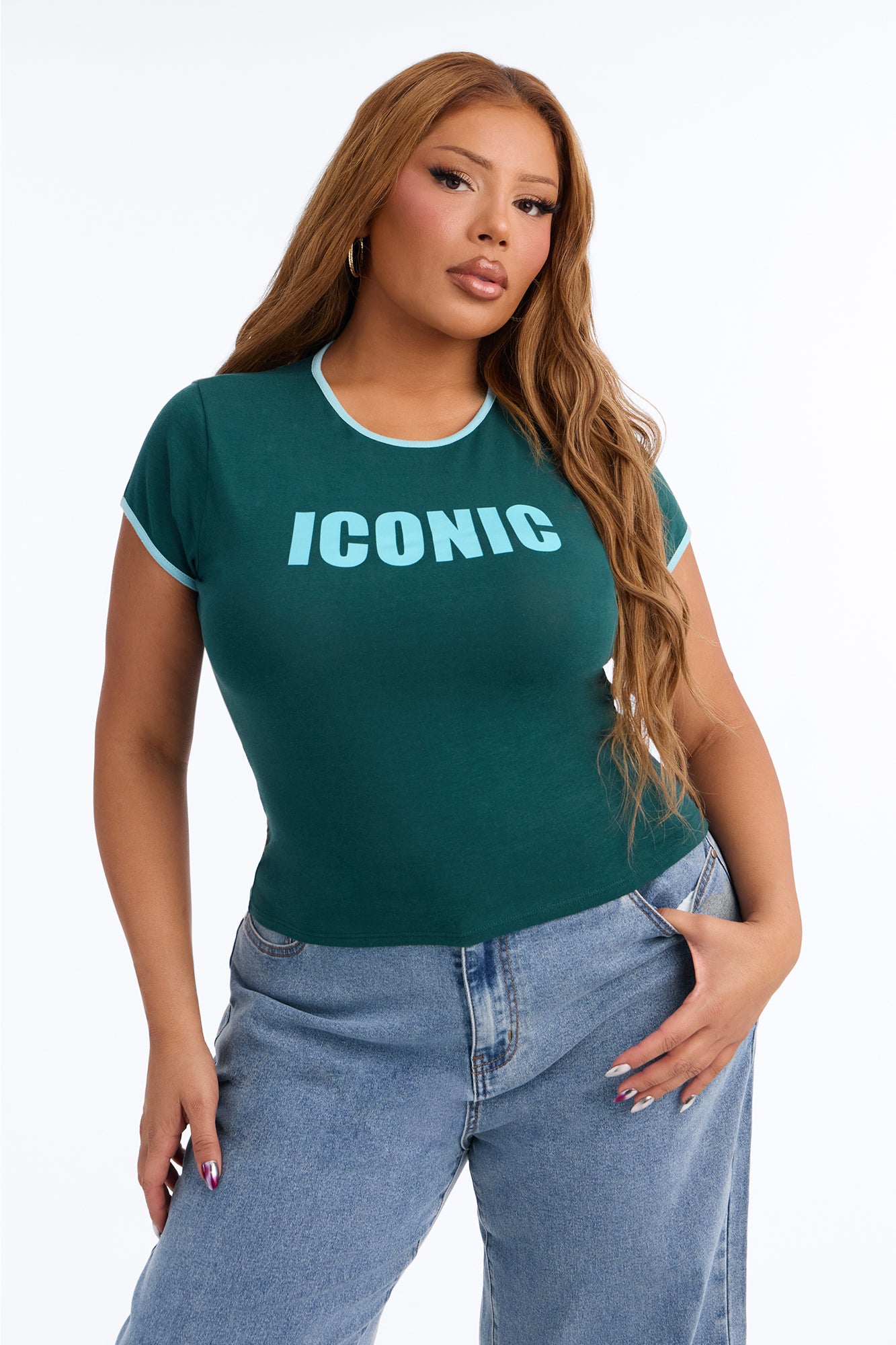 Iconic As Always Ringer Tee - Hunter