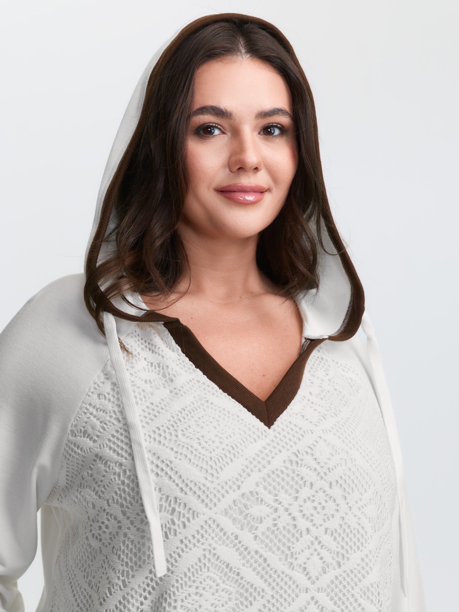 Supersoft Lace Trim Colorblock Hoodie