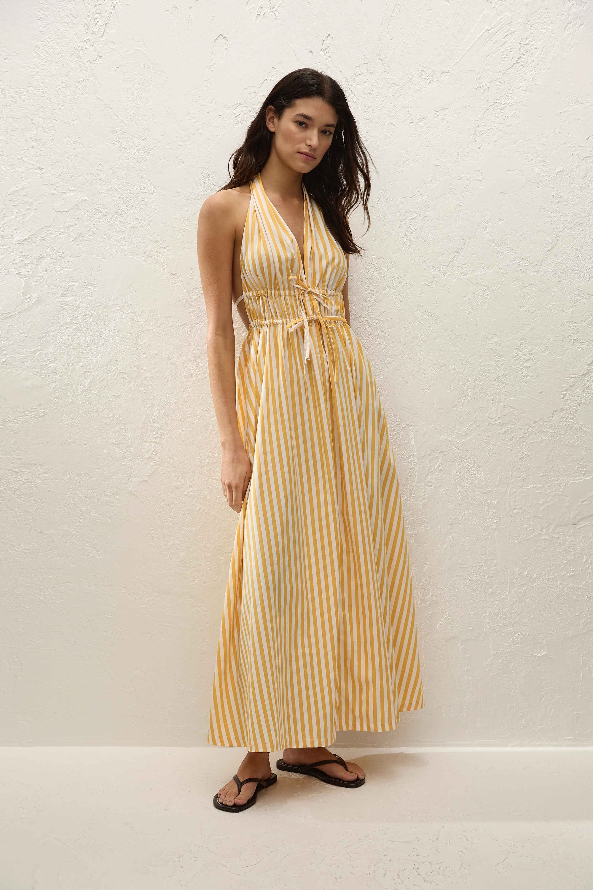 Ermita Midi Dress Orozco Stripe Mustard - Final Sale