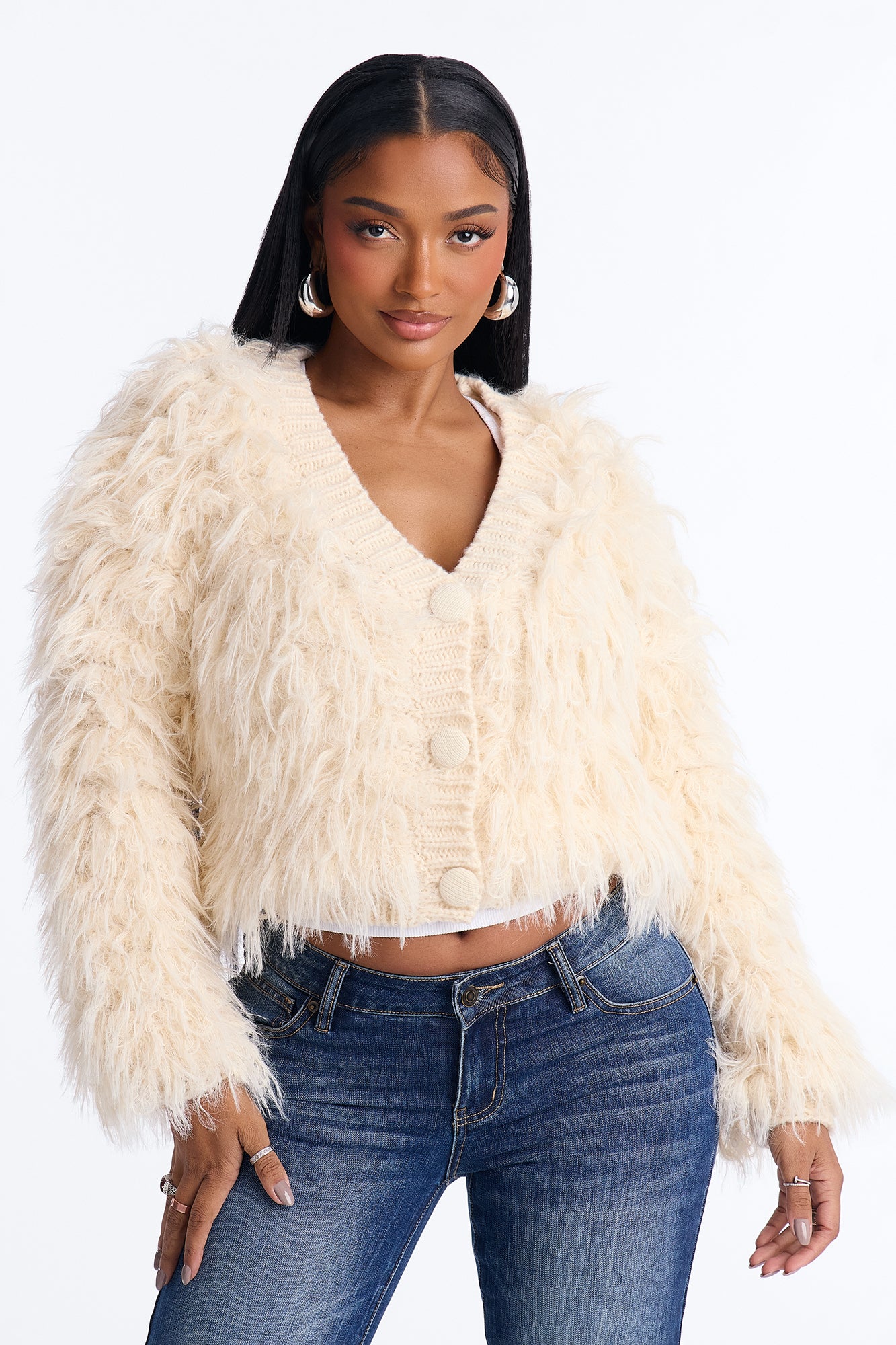 Soft Touch Fuzzy Cardigan - Ivory
