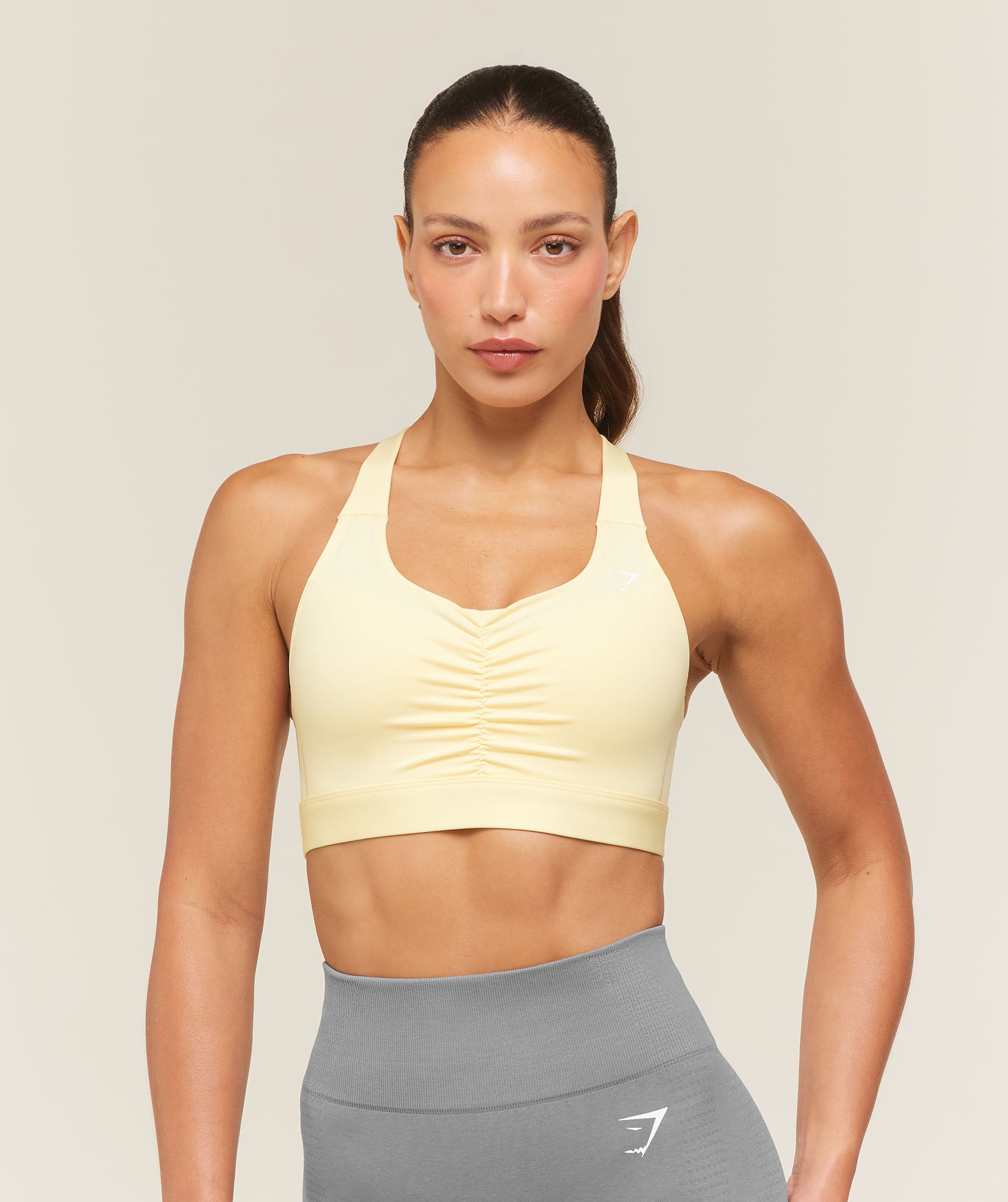 Gymshark High Support Ruched Sports Bra - Butter Yellow