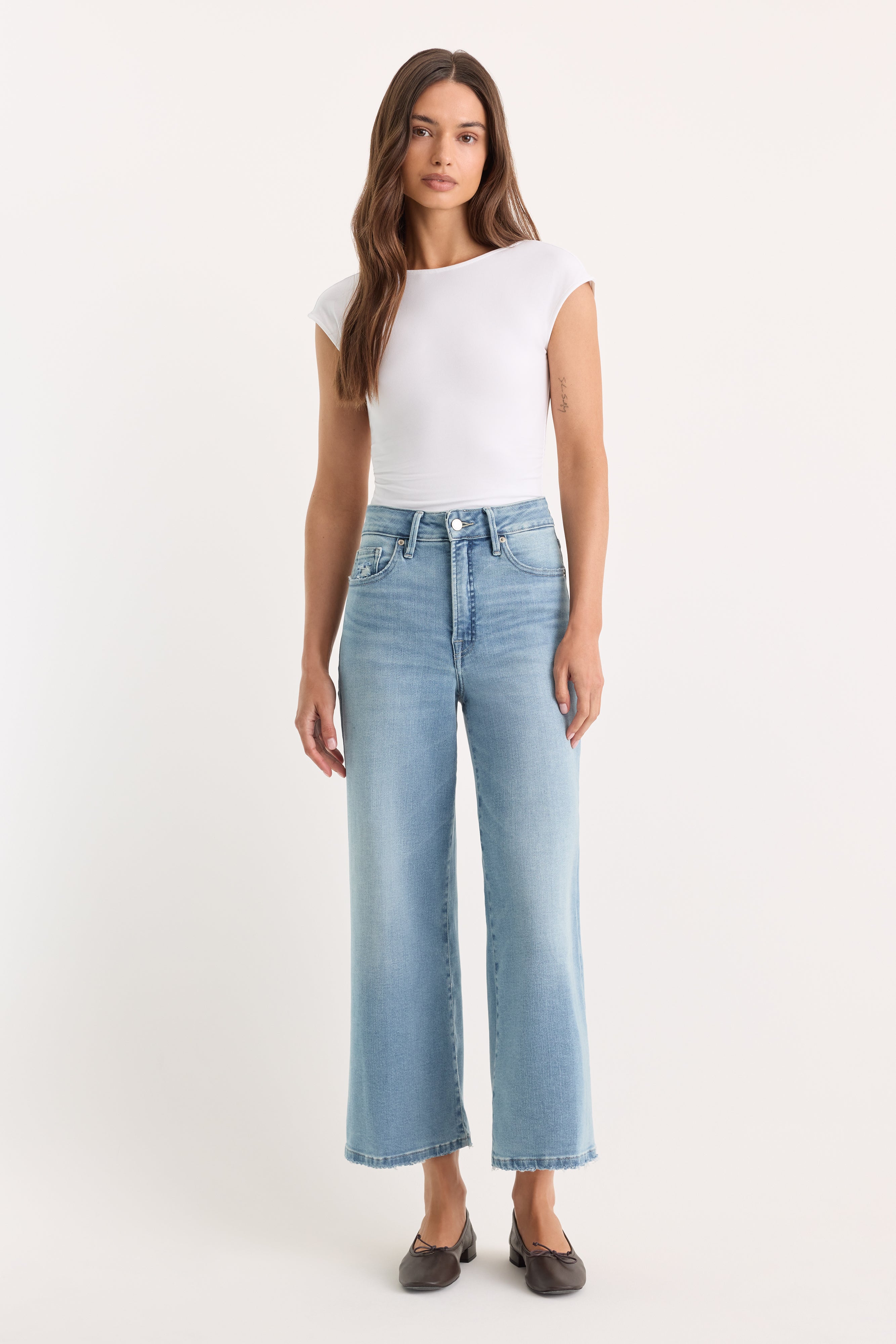 SOFT TECH GOOD WAIST PALAZZO CROPPED JEANS | INDIGO1225
