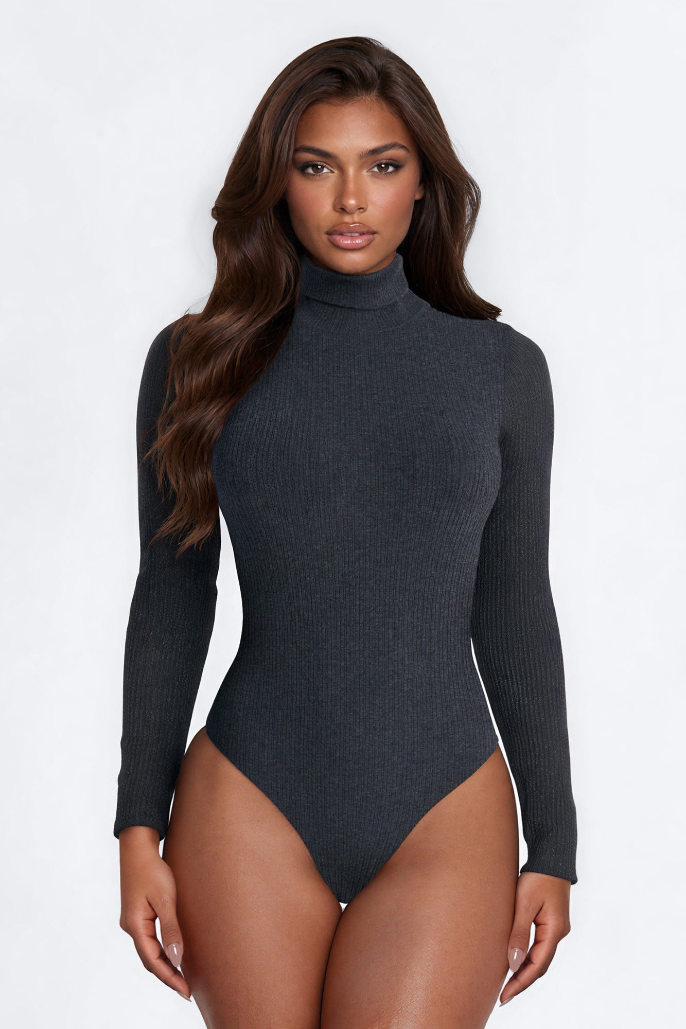 Tess Turtleneck Bodysuit - Charcoal