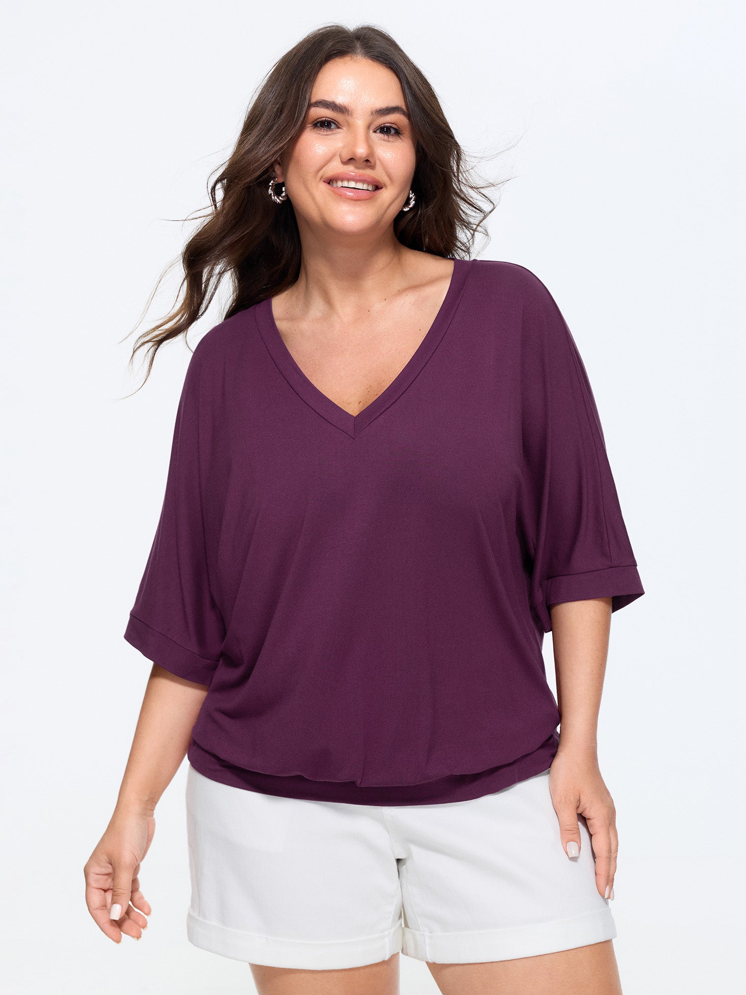 Supersoft Stretchy V-Neck Plain T-Shirt