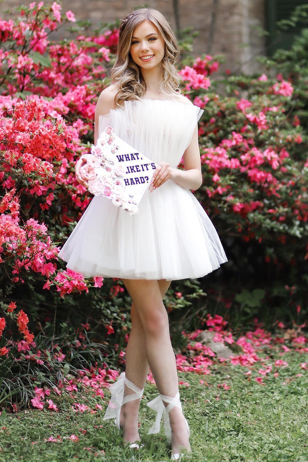 White Strapless A-Line Short Homecoming Dress/Mini Dress
