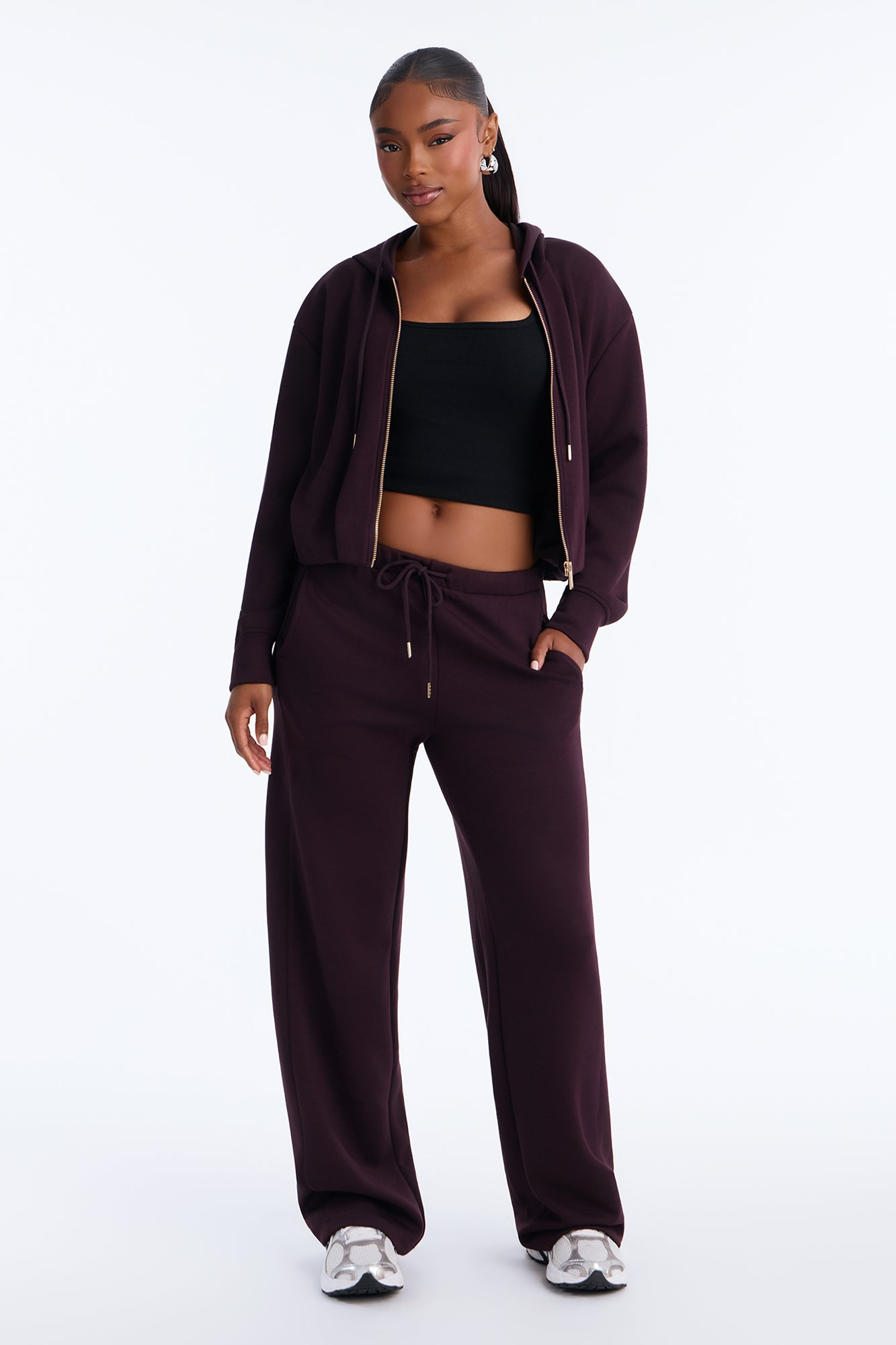 Bella Scuba Lounge Wide Leg Pant - Burgundy