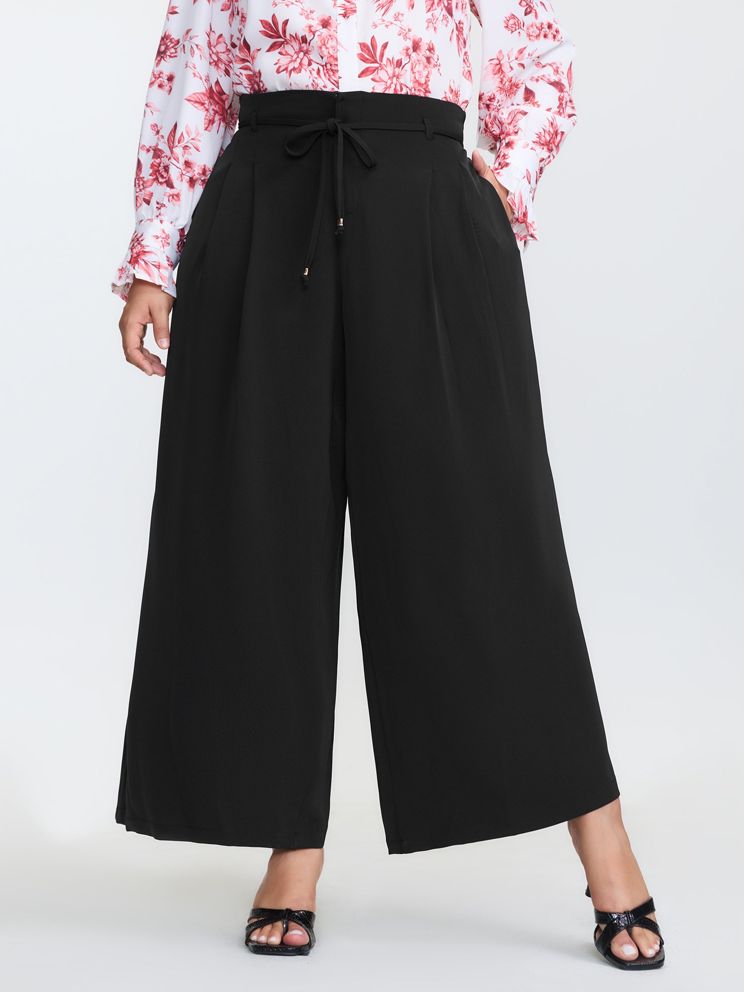 Stretchy Waist Drawstring Pockets Pants