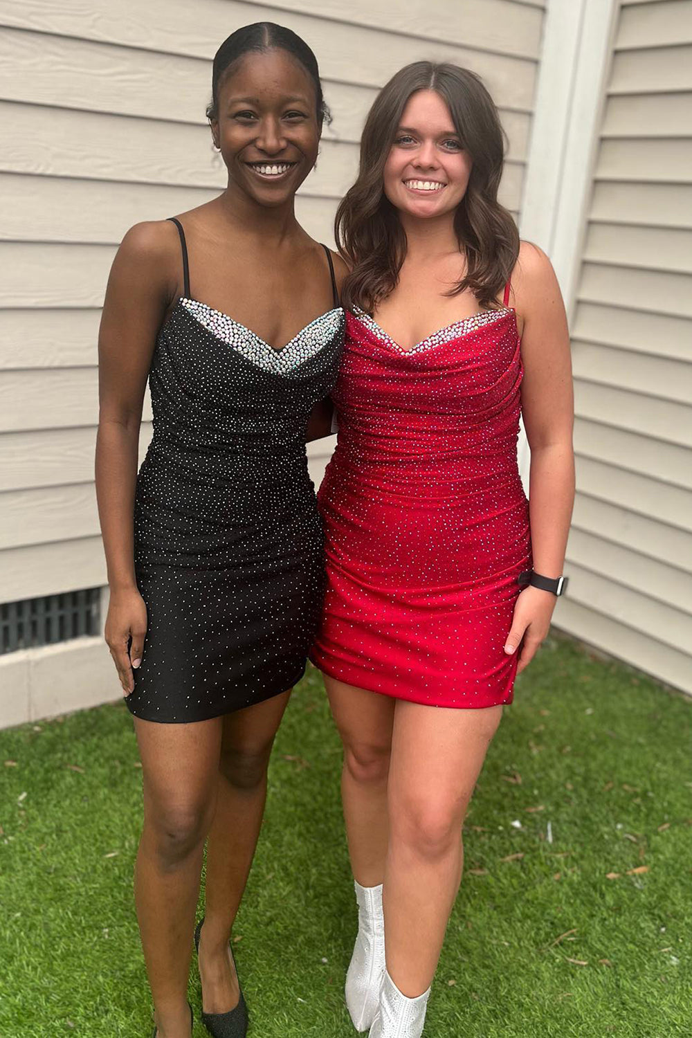 Sparkly Black Beaded Tight Short Homecoming Dress/Mini Dress