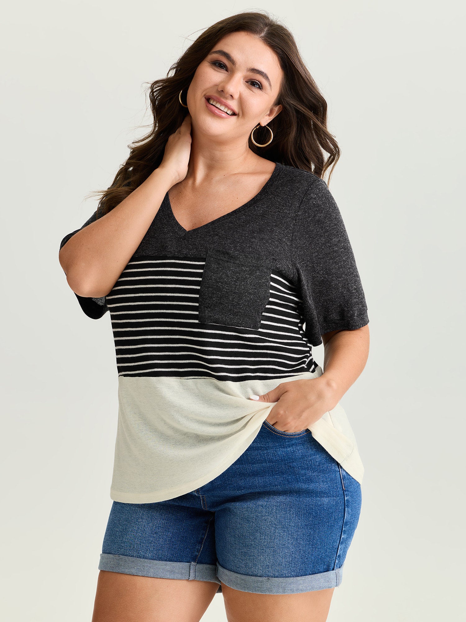 Supersoft Monochrome Stripe Print T-Shirt
