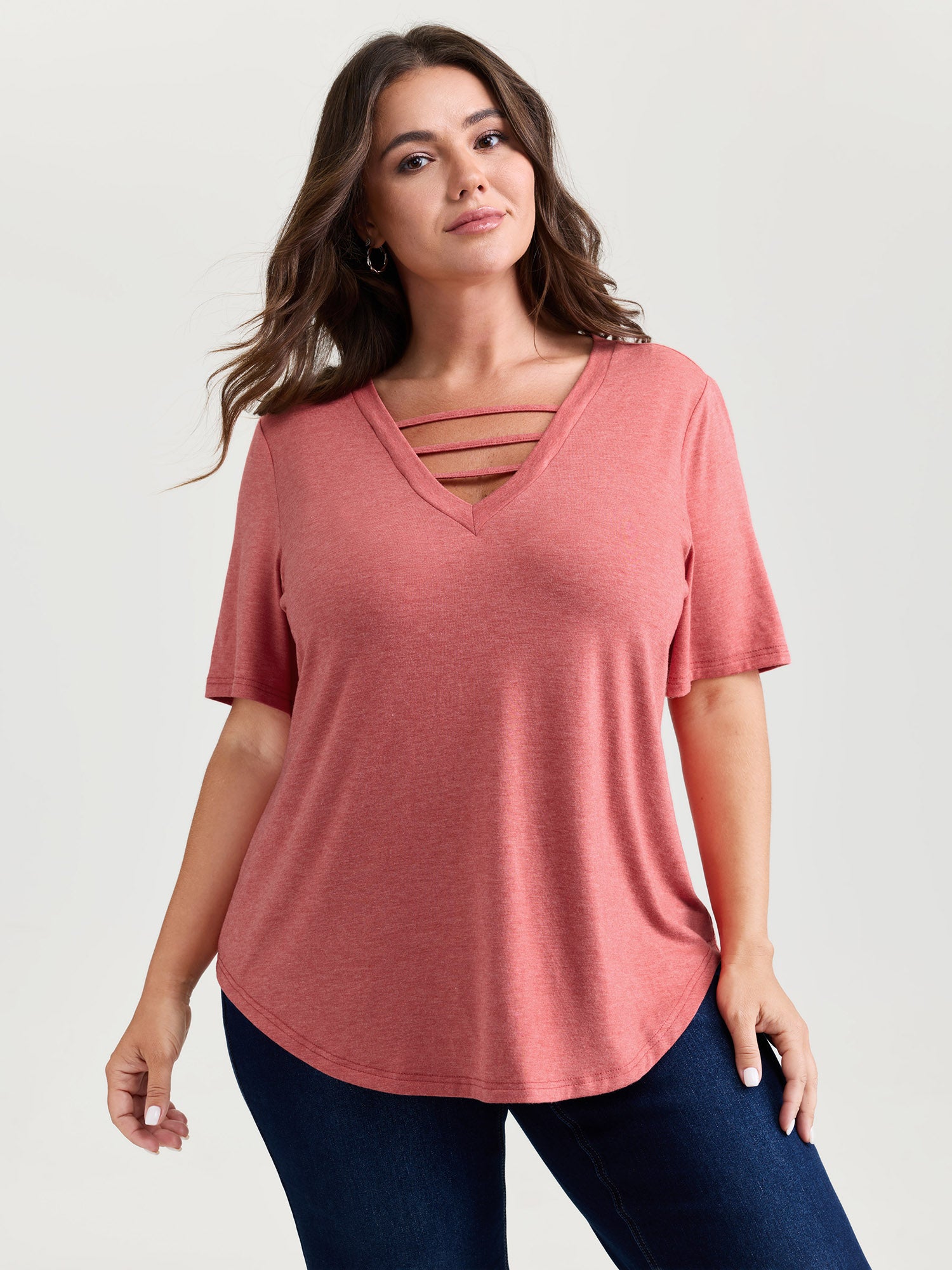 Supersoft Cut-Out Neckline Relaxed-Fit T-Shirt
