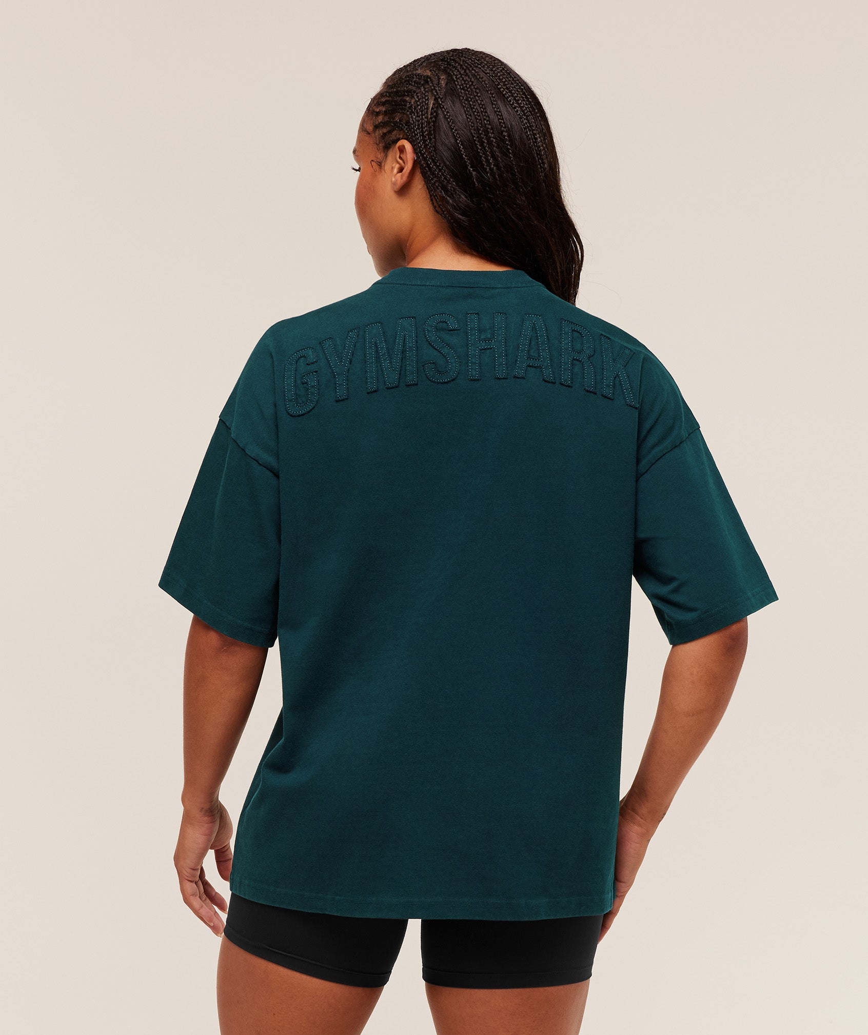 Gymshark Power Washed Oversized T-Shirt - Deep Petrol Blue/Acid Wash Small Ball