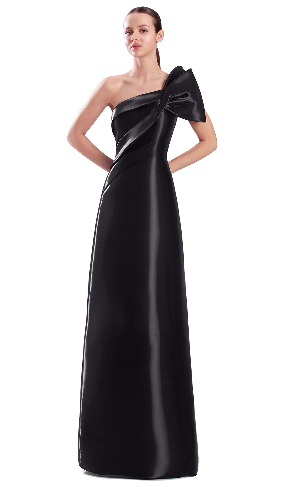 Alexander by Daymor 3335F26 - Bow Shoulder Sleek A-Line Evening Gown