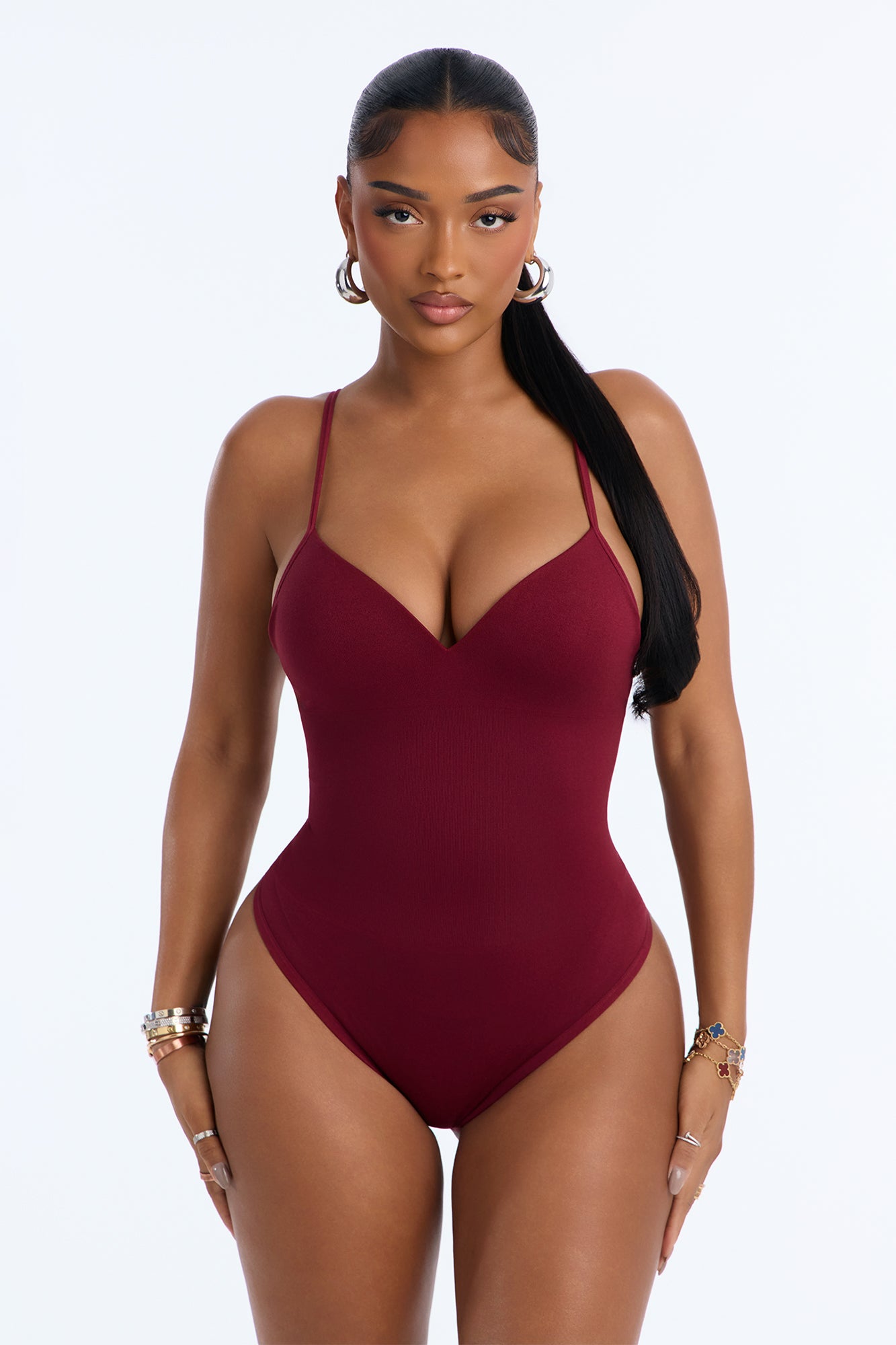 Serenity Sculpted Seamless Bodysuit - Burgundy