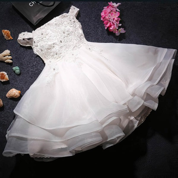 Luxurious A-Line Off-The-Shoulder Organza Flower Girl Dresses with Rhinestones