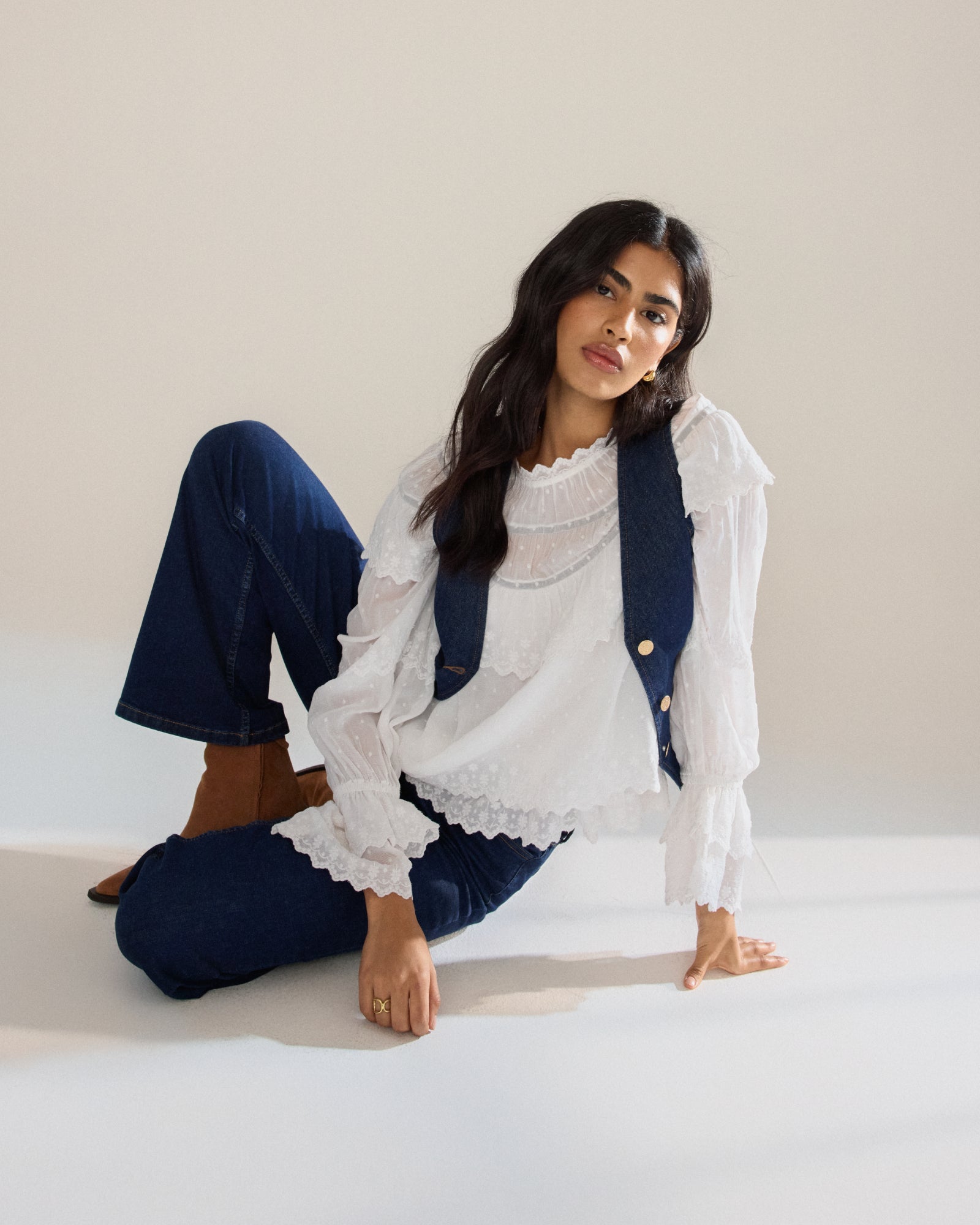 White Ruffle Blouse